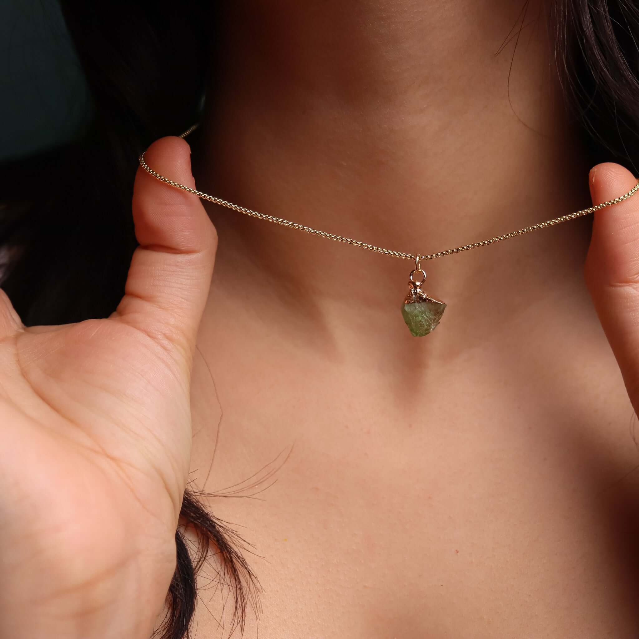 ROMALI 18K Gold Plated Peridot Pendant Necklace - August Birthstone Jewelry for Women, Elegant Gift for Birthday, Anniversary & Special Occasions