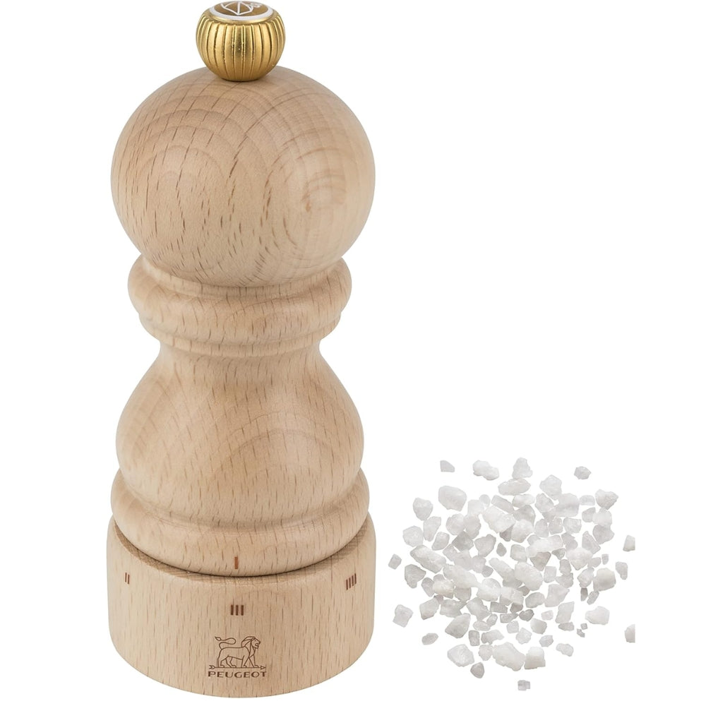 Peugeot Paris 5 Natural Salt Grinder - Premium Wooden Salt Mill for Gourmet Cooking & Tabletop Use - Perfect for Kitchen, Dining Room & Restaurant Seasoning