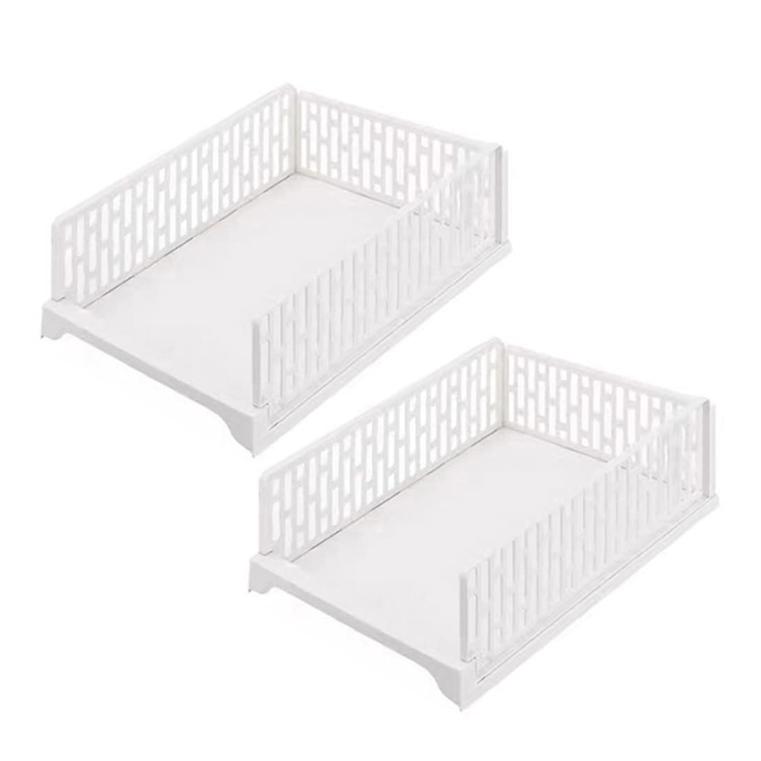Stackable Wardrobe Organizer Storage Box - 2 Pack Closet Shelves & Basket Containers (44x28x13cm) for Closet Organization & Bedroom Storage