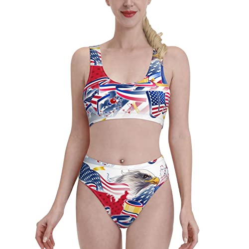 BTGVGSE American Flag Eagle Print Bikini Set - Women's 2-Piece Swimsuit for Beach & Pool