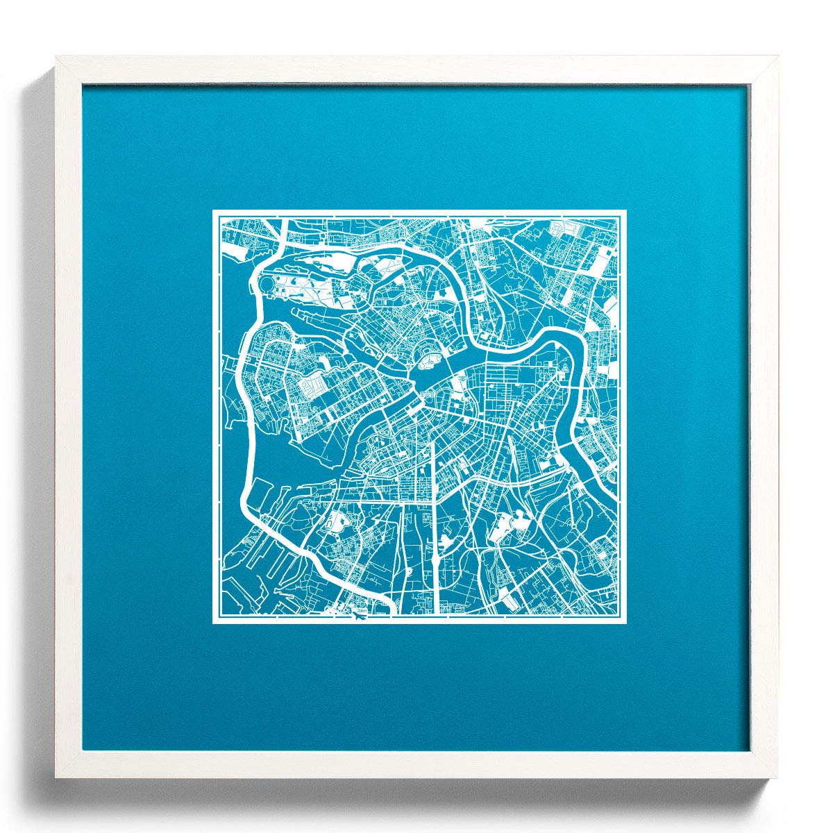 Saint Petersburg Russia Paper Cut Map - White 12x12 Inches Handmade Paper Art Wall Decor for Home, Office & Gift Giving