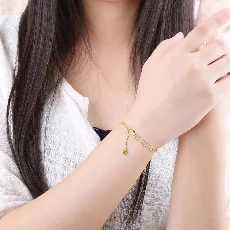 24K Pure Gold Bracelet - 999 Solid Gold Bangle for Women, Simple & Elegant Heart Design, High Glossy Finish Jewelry Gift for Anniversary, Birthday & Valentine's Day | Luxury Fashion Accessories 2023