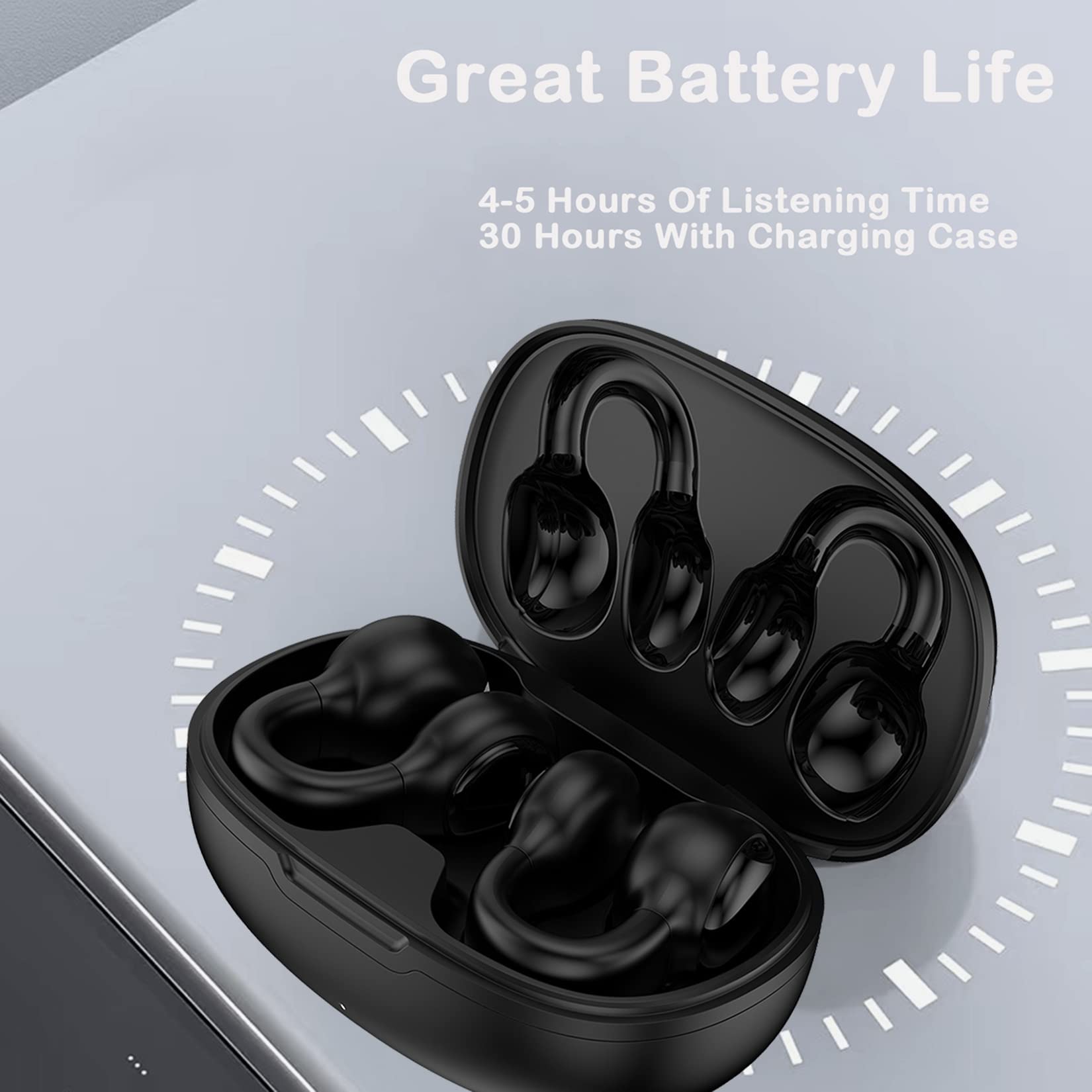 **Wireless Bluetooth Bone Conduction Headphones – Open Ear Clip-On Headset for Running, Cycling & Workouts – Sweatproof & Comfortable**