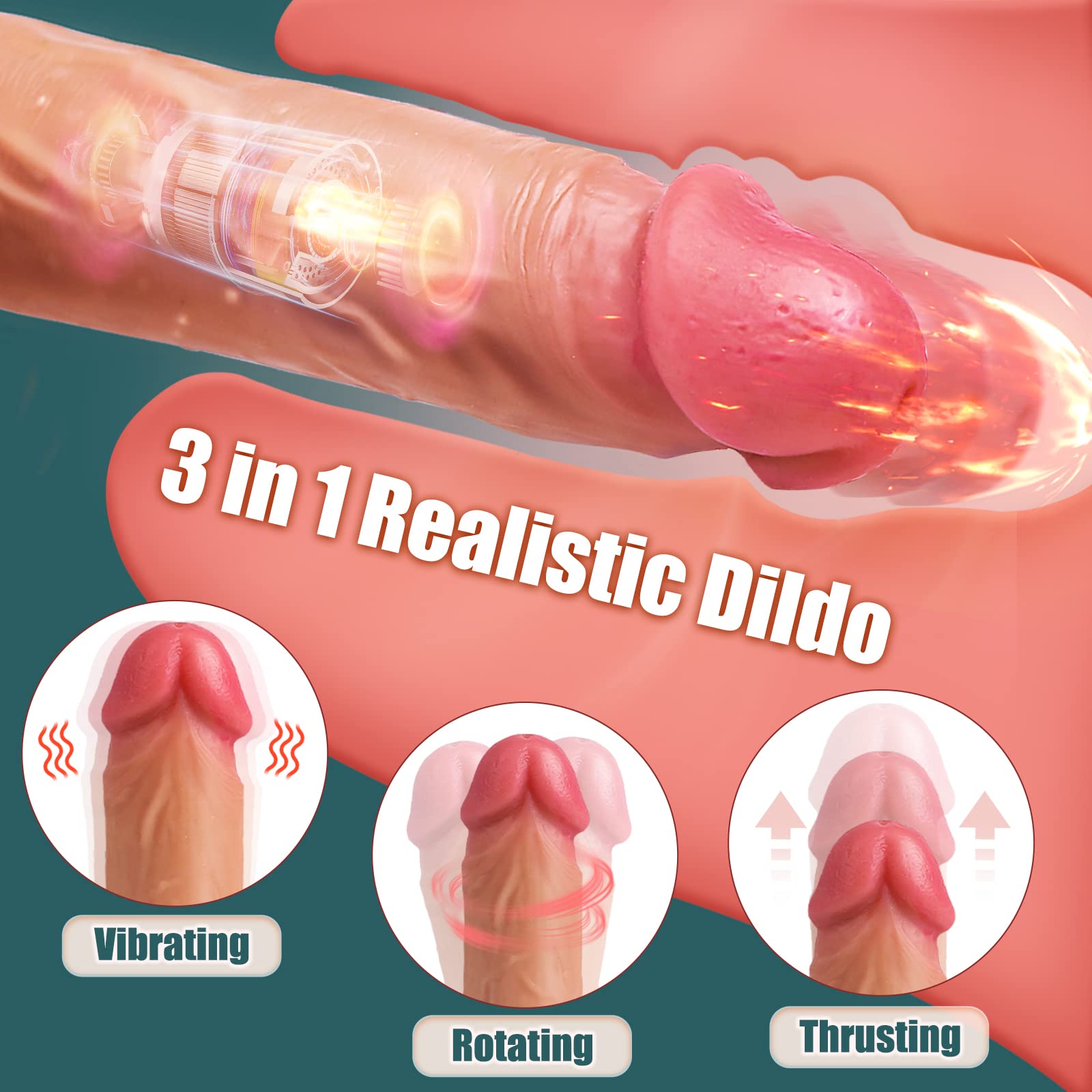 Govosaa Realistic 8.7 Inch Thrusting Vibrating Dildo with Suction Cup - Rotating & Anal Sex Toy for Women & Couples - Adult Pleasure Toy for Vaginal Stimulation | Perfect for Bedroom Fun, Bachelorette Parties & Spicing Up Relationships
