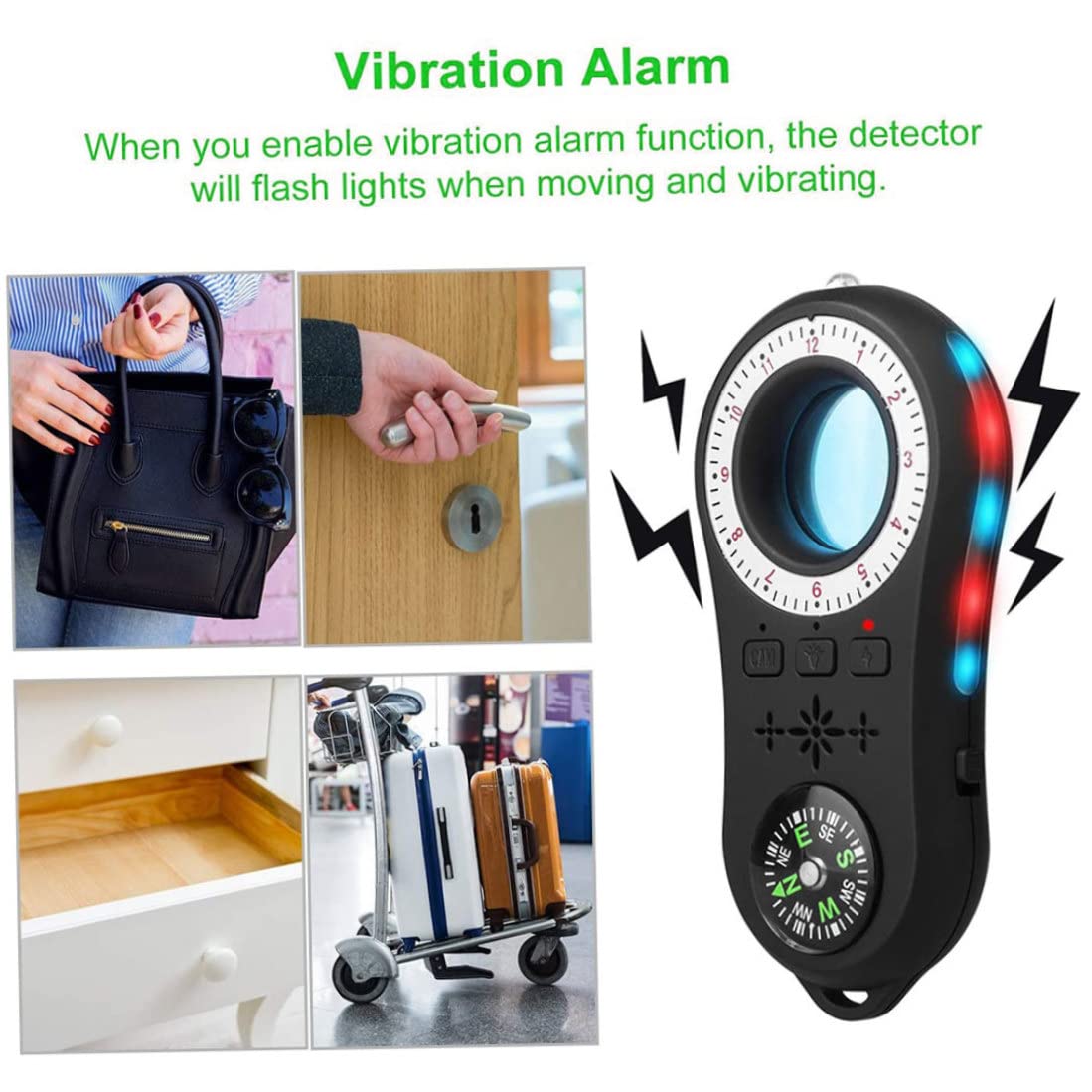 Wedhapy Anti-Spy Detector - Mini Camera & Audio Bug Finder with Compass, Flashlight & GPS Scanner | Wireless Hidden Camera Detector for Home, Office & Travel Security