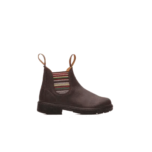 Blundstone 1413 Kids Brown Striped Elastic Boots - Comfortable & Durable Leather Shoes for Boys & Girls - Perfect for School, Outdoor Play & Hiking Adventures