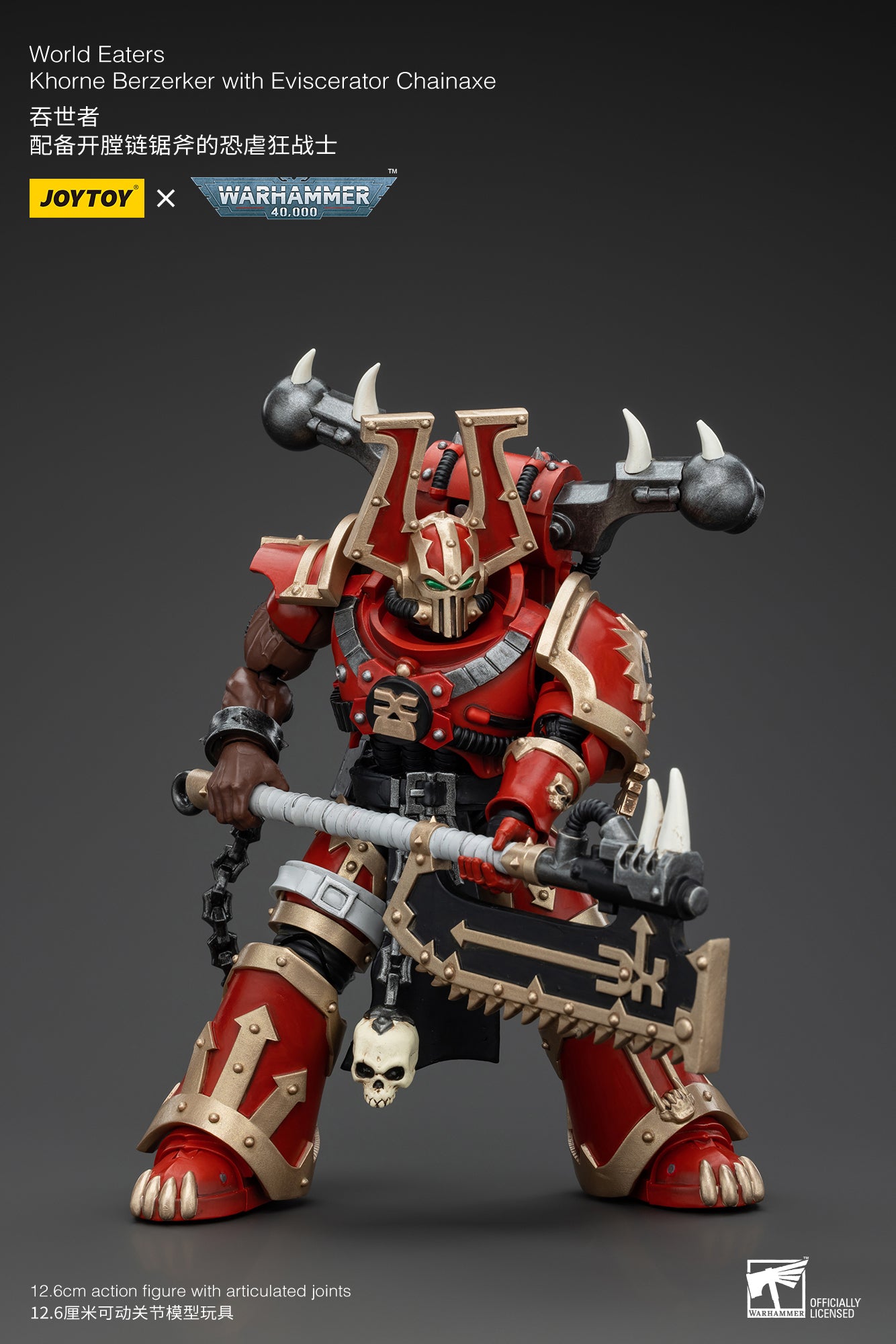 JOYTOY 1/18 Scale Warhammer 40K World Eaters Khorne Berzerker Action Figure - Collectible Miniature for Tabletop Gaming & Display