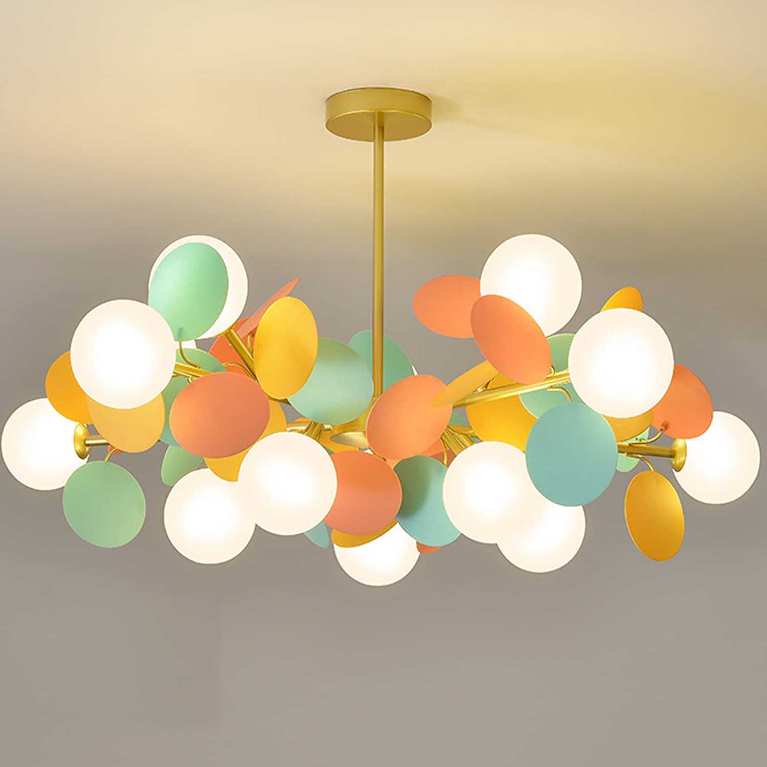 Colorful Modern Disc Chandelier for Girls Bedroom - Creative Pendant Lamp Shade for Kids Room, Hallway & Closet Lighting - Stylish Ceiling Decor for Children's Spaces & Nursery