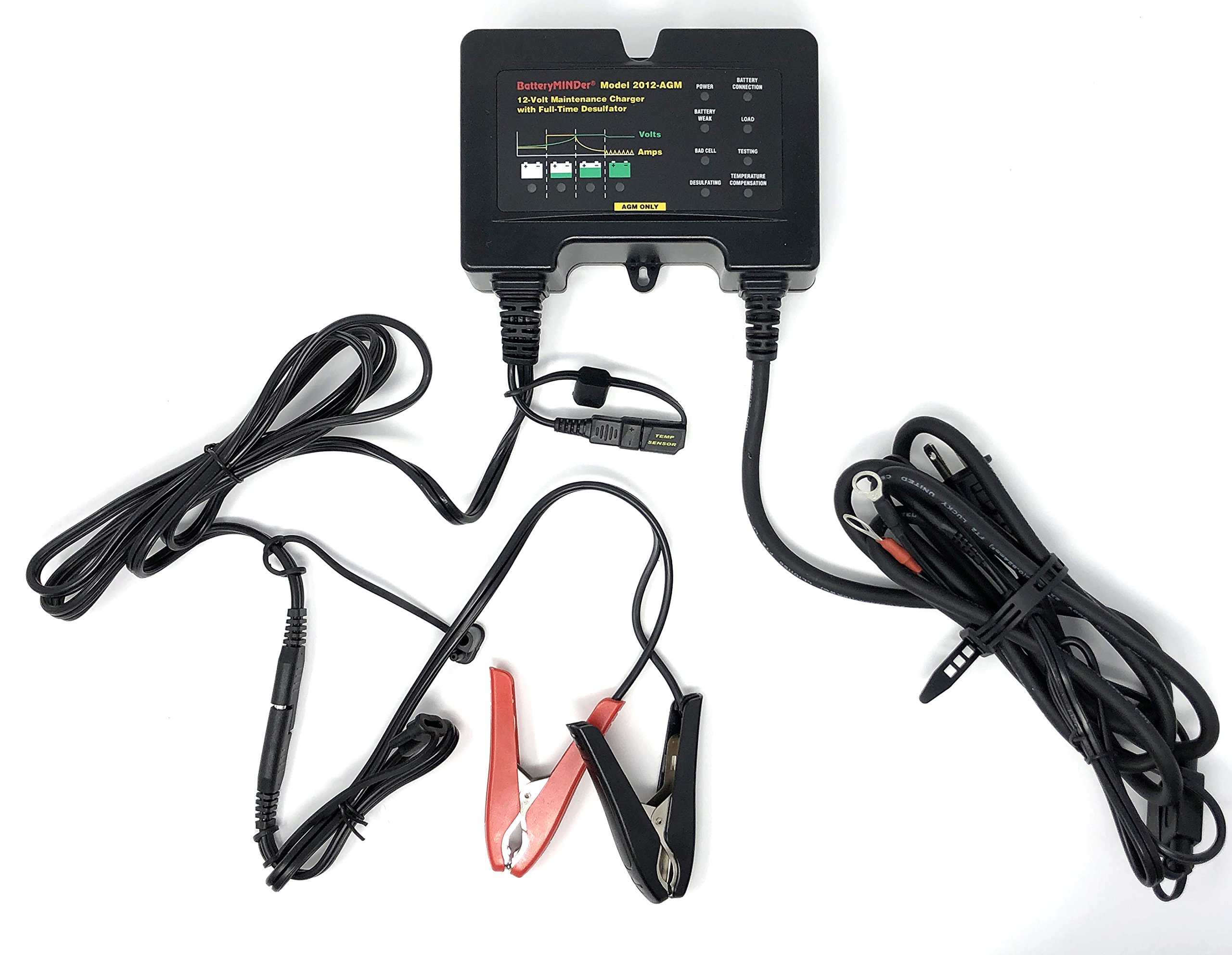 AGM 12V 2A Battery Charger & Maintainer with Desulfator - Compatible with Odyssey, Optima & AGM Lead-Acid Batteries - Ideal for Car, Motorcycle, RV & Marine Battery Maintenance