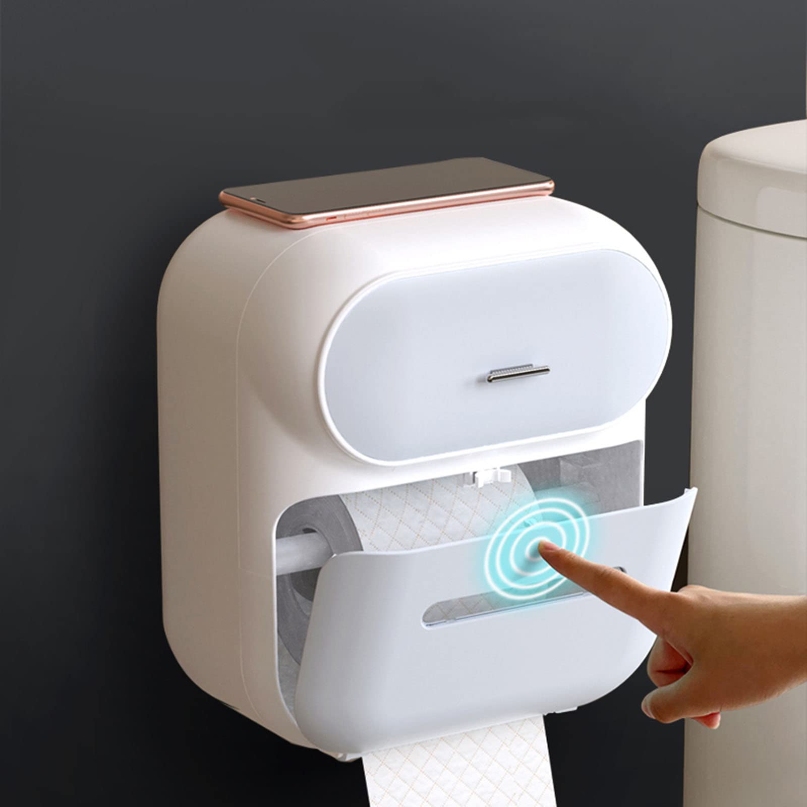 Waterproof Wall Mounted Adhesive Toilet Paper Holder - Bathroom Storage Rack for Paper Rolls | Perfect for Bathroom, Kitchen & Living Room Organization