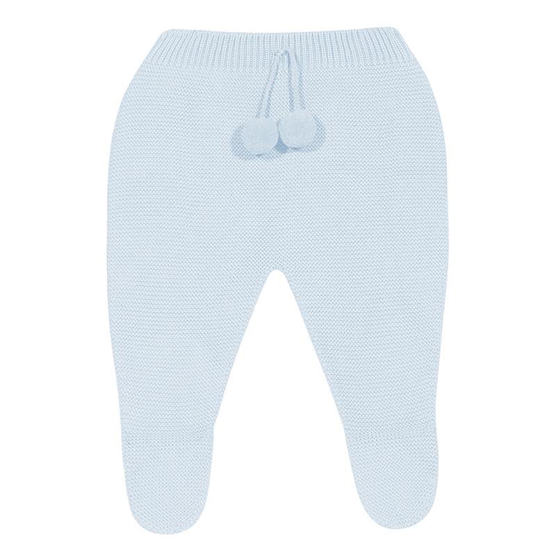 Baby Blue Knitted Pom Pom Leggings for Girls - Soft Winter Tights with Cute Pom Poms - Perfect for Playdates, Holiday Outfits & Cozy Loungewear
