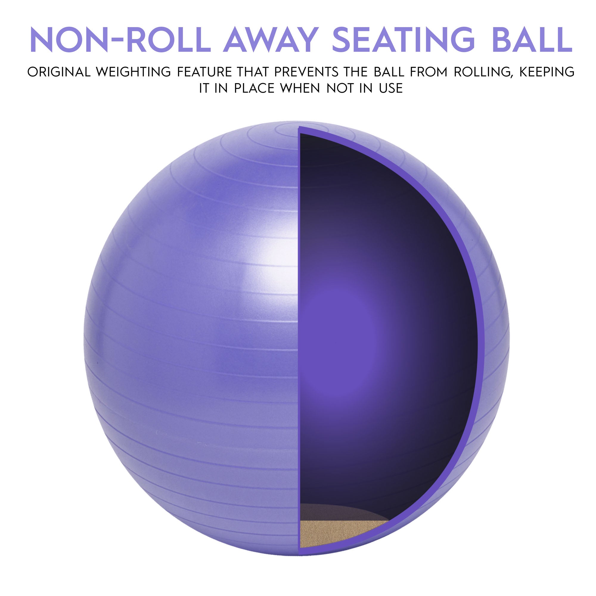 Bouncyband® 55cm Purple Balance Ball - Improve Focus & Fitness for Kids & Adults - Perfect for Home, Office & Classroom Use