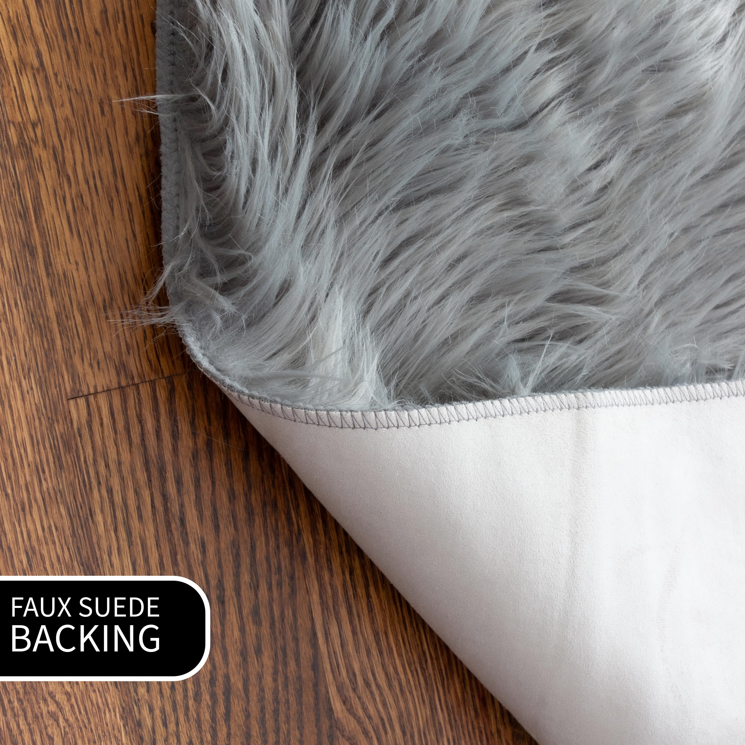 Premium Ultra Soft Fluffy Faux Sheepskin Area Rug - 8x10 Feet Gray Shaggy Rug for Bedroom, Living Room, Nursery & Home Decor - Cozy Floor Carpet for Winter Warmth & Stylish Interior Design