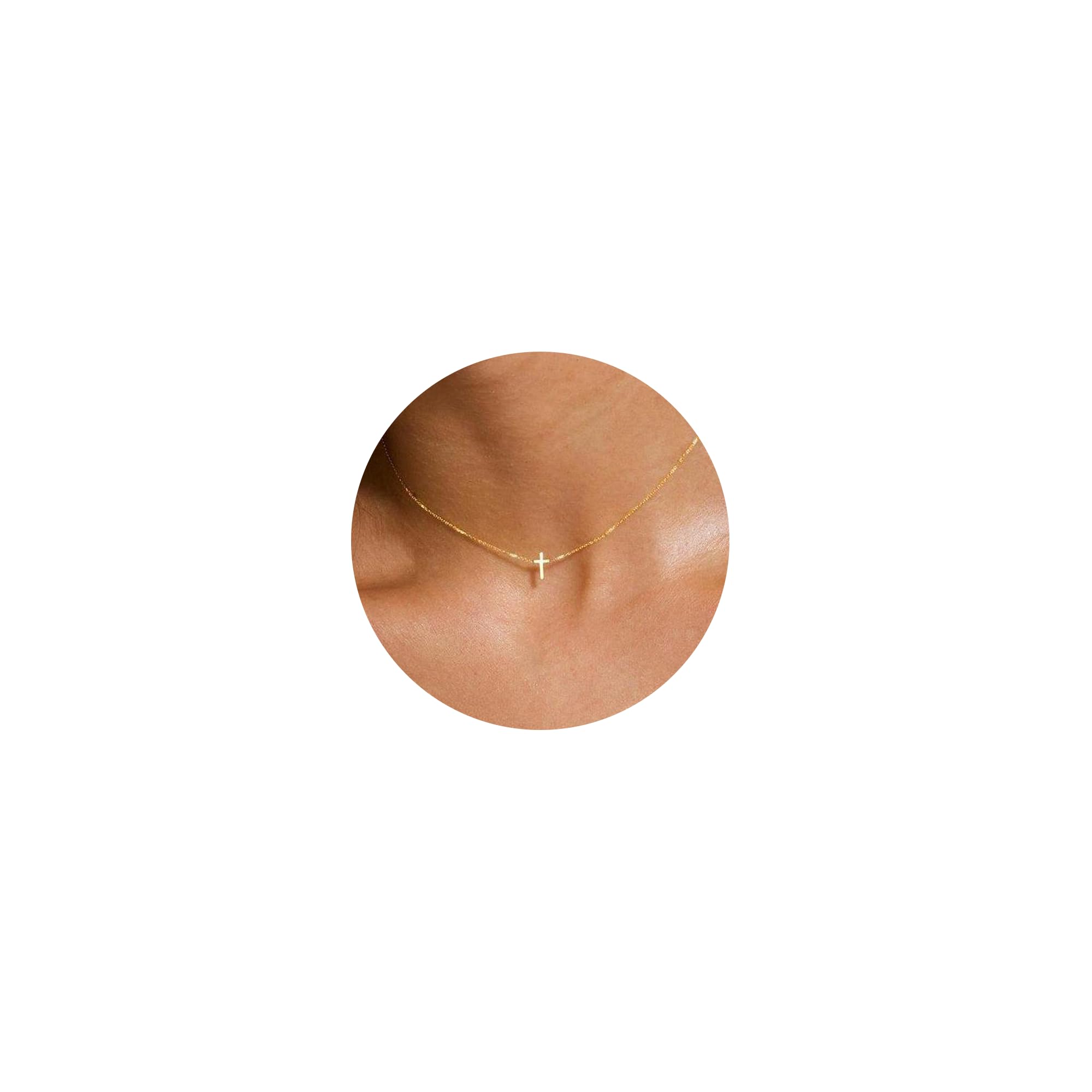 Tewiky Dainty Cross Necklace for Women - 14K Gold Plated Simple Cross Choker Necklace with Small Cross Pendant, Handmade Aesthetic Gold Jewelry - Perfect for Everyday Wear, Gifts, and Special Occasions