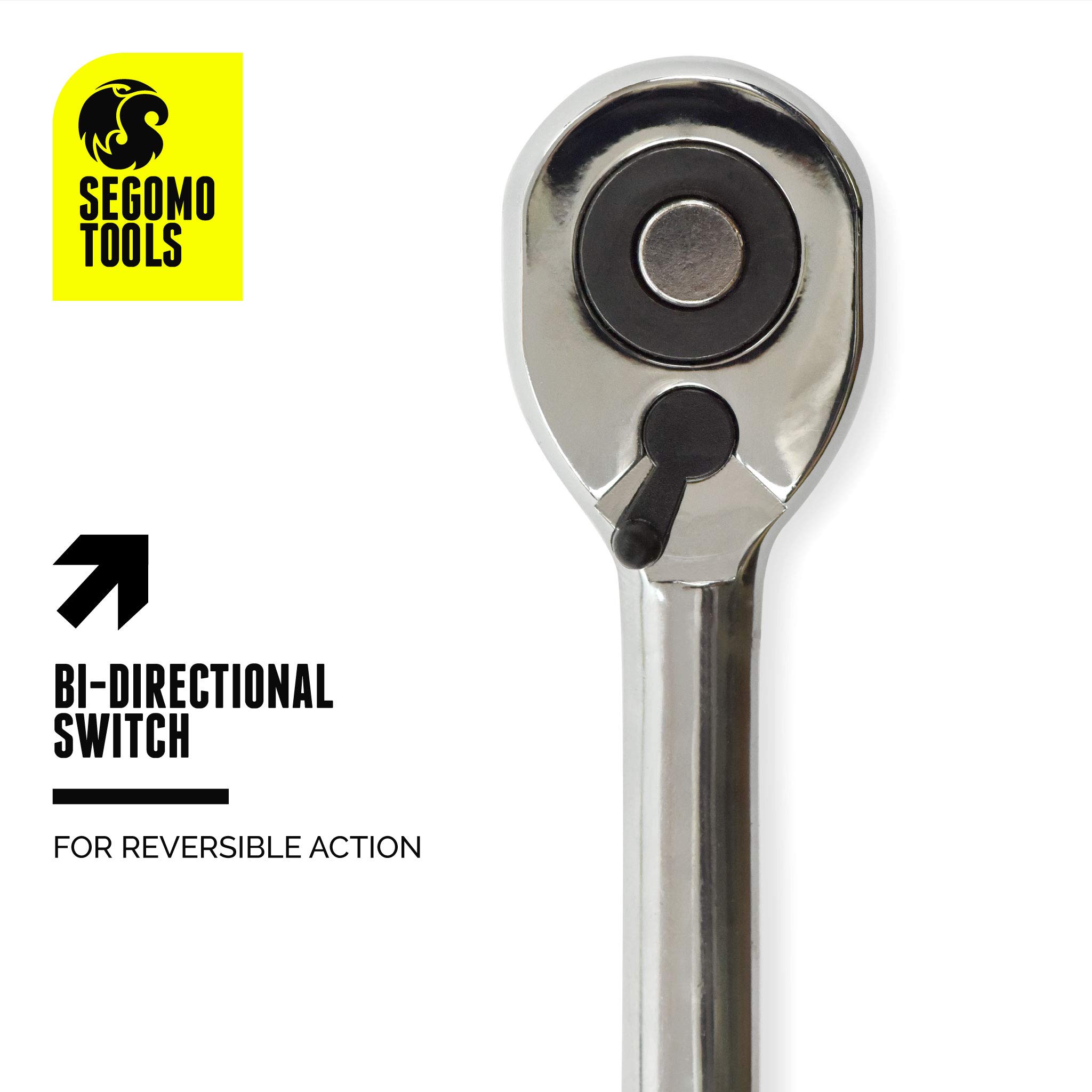 Segomo Tools 1/4 Inch Drive 72-Tooth Heavy Duty Reversible Extendable Ratchet Wrench (6.5 to 9 Inch) - 1400EXT - Perfect for Automotive Repair, DIY Projects & Tight Spaces