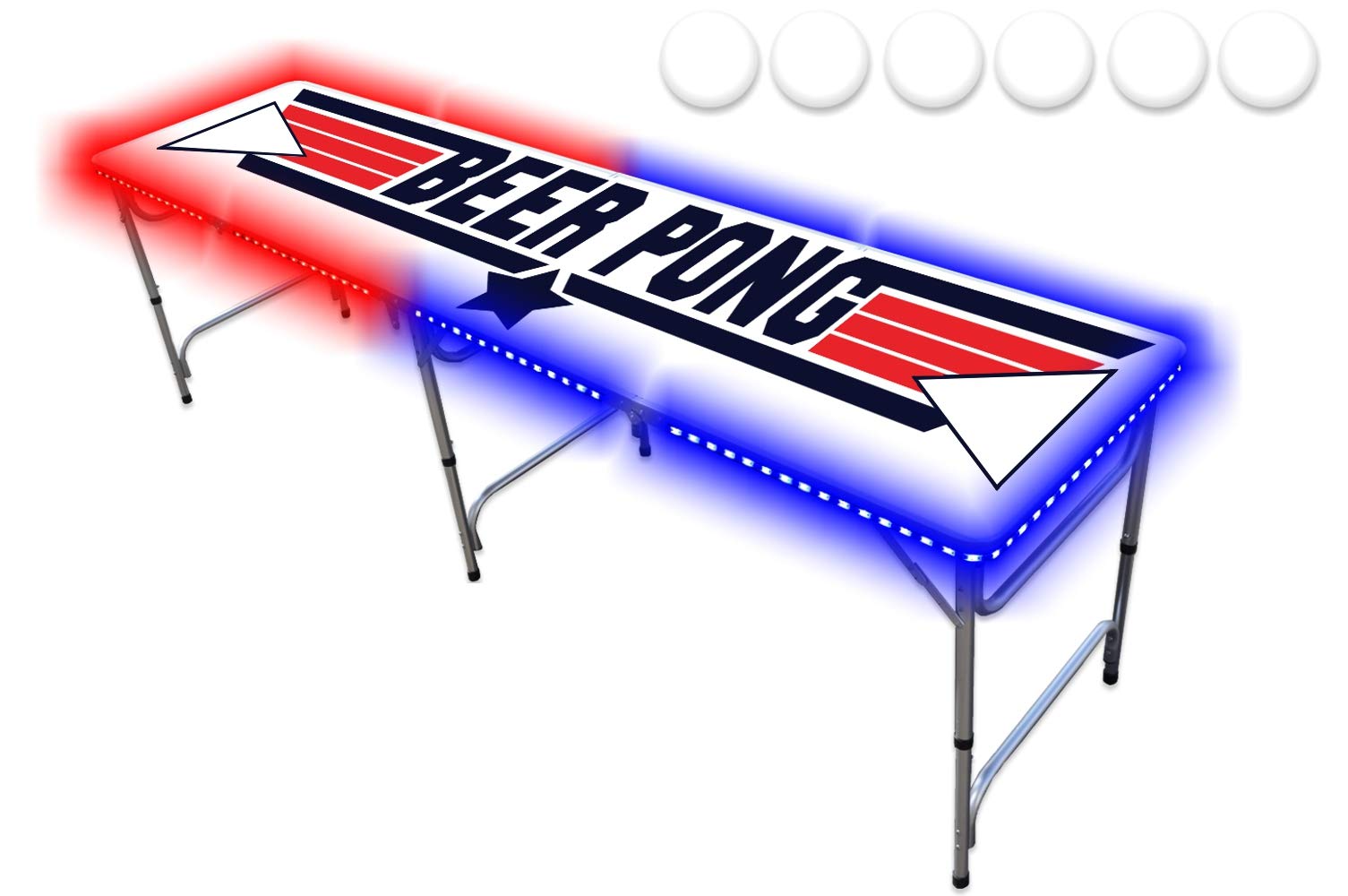 Professional 8-Foot LED Glow Light Beer Pong Table - Top Pong Edition for Parties, Tailgates & College Events | Durable Portable Drinking Game Table with Cup Holders