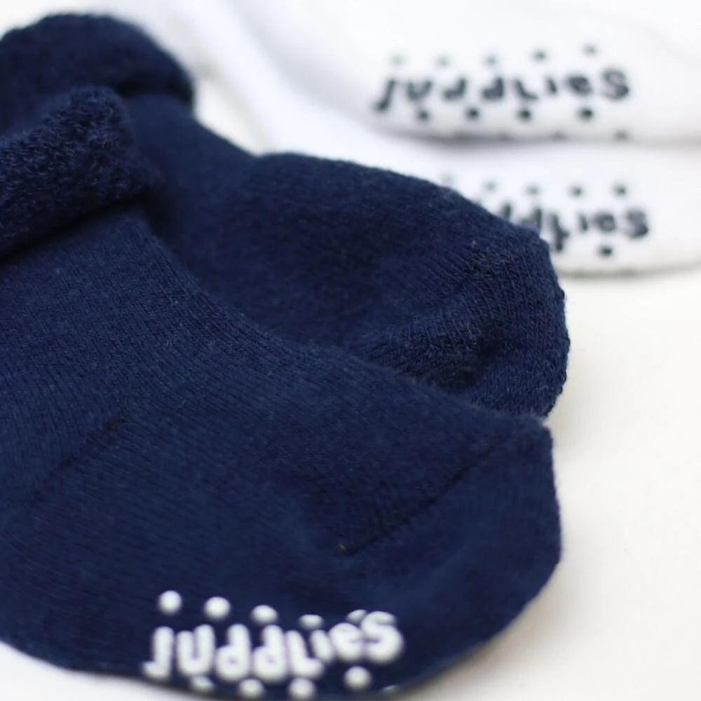 Juddlies Designs 2-Pack Baby Socks for Newborns & Infants - Soft Cotton Non-Slip Socks for Boys & Girls - Perfect for Everyday Wear, Playtime & Photo Shoots