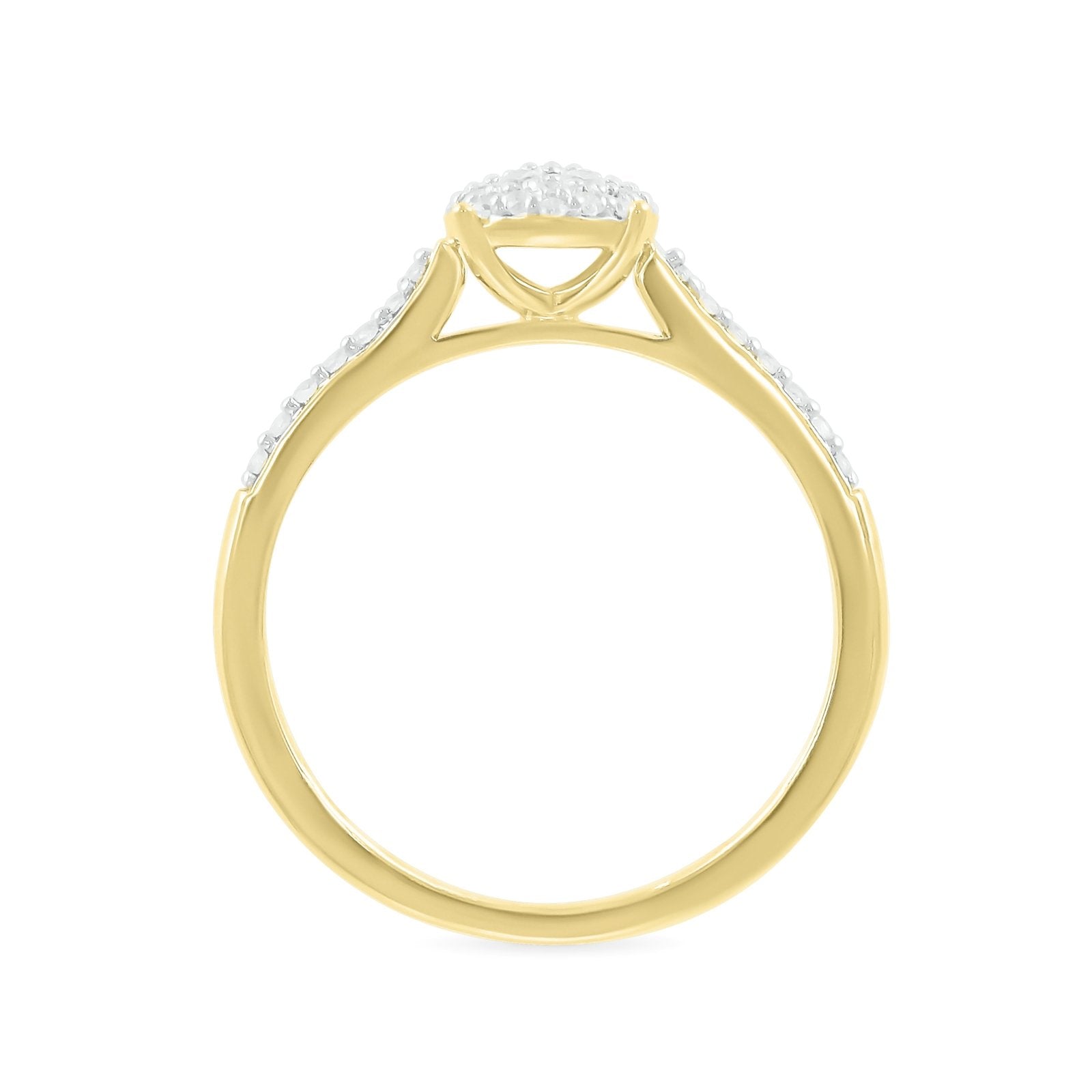 10k Yellow Gold Round Pave Diamond Illusion Ring for Women - Elegant Wedding, Engagement & Anniversary Jewelry Gift - Perfect for Special Occasions & Everyday Wear