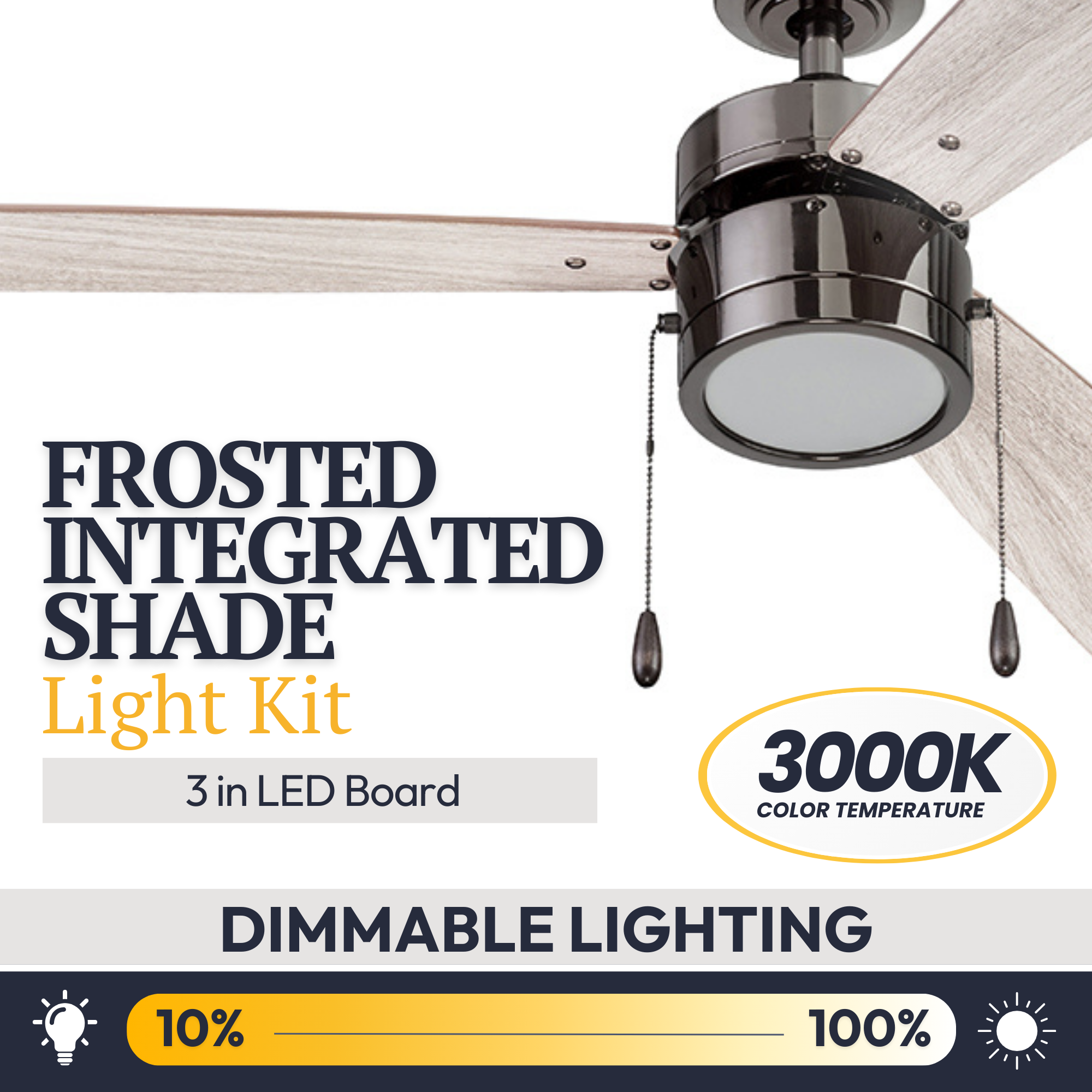52 Inch Madrona Ceiling Fan with Pull Chain - Painted Gun Metal Finish - Ideal for Living Room, Bedroom & Outdoor Spaces