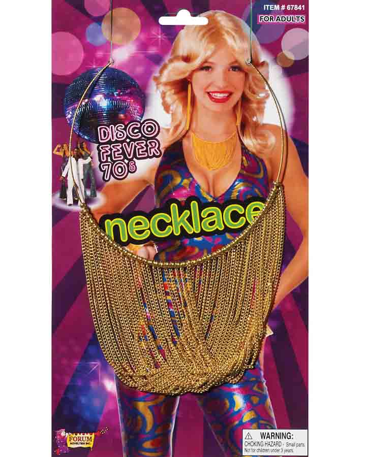 Vintage 70s Gold Chain Disco Necklace for Women - Retro Party Jewelry for Disco, Halloween & Costume Events