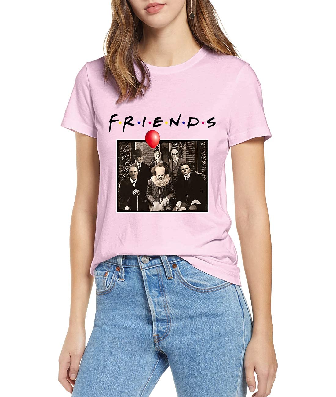Friends Horror Halloween T-Shirt - Michael Myers & Jason Scary Movie Tee for Women & Men | Halloween Costume, Cosplay, Horror Movie Party Outfit