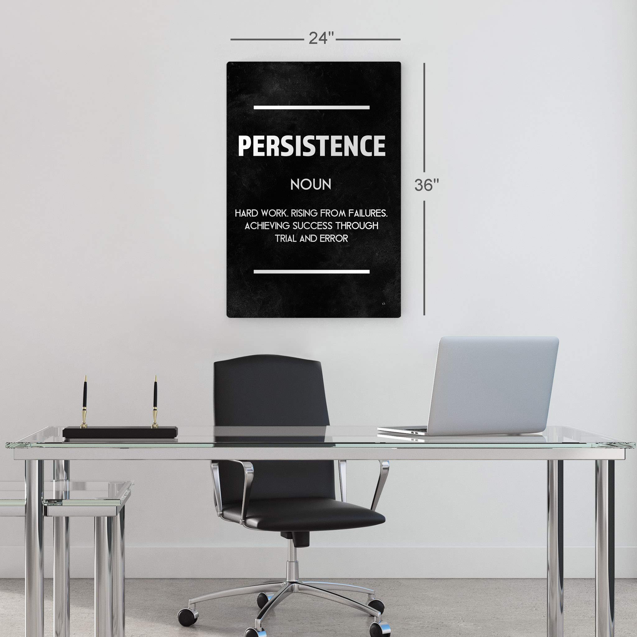 Persistence Definition Dictionary Black Motivational Metal Wall Art - Inspirational Office & Living Room Decor - Entrepreneur Quote Metal Print - Modern Home & Office Wall Hanging - 40x30 Inches - Perfect for Gifts, Work Spaces & Motivational Decor