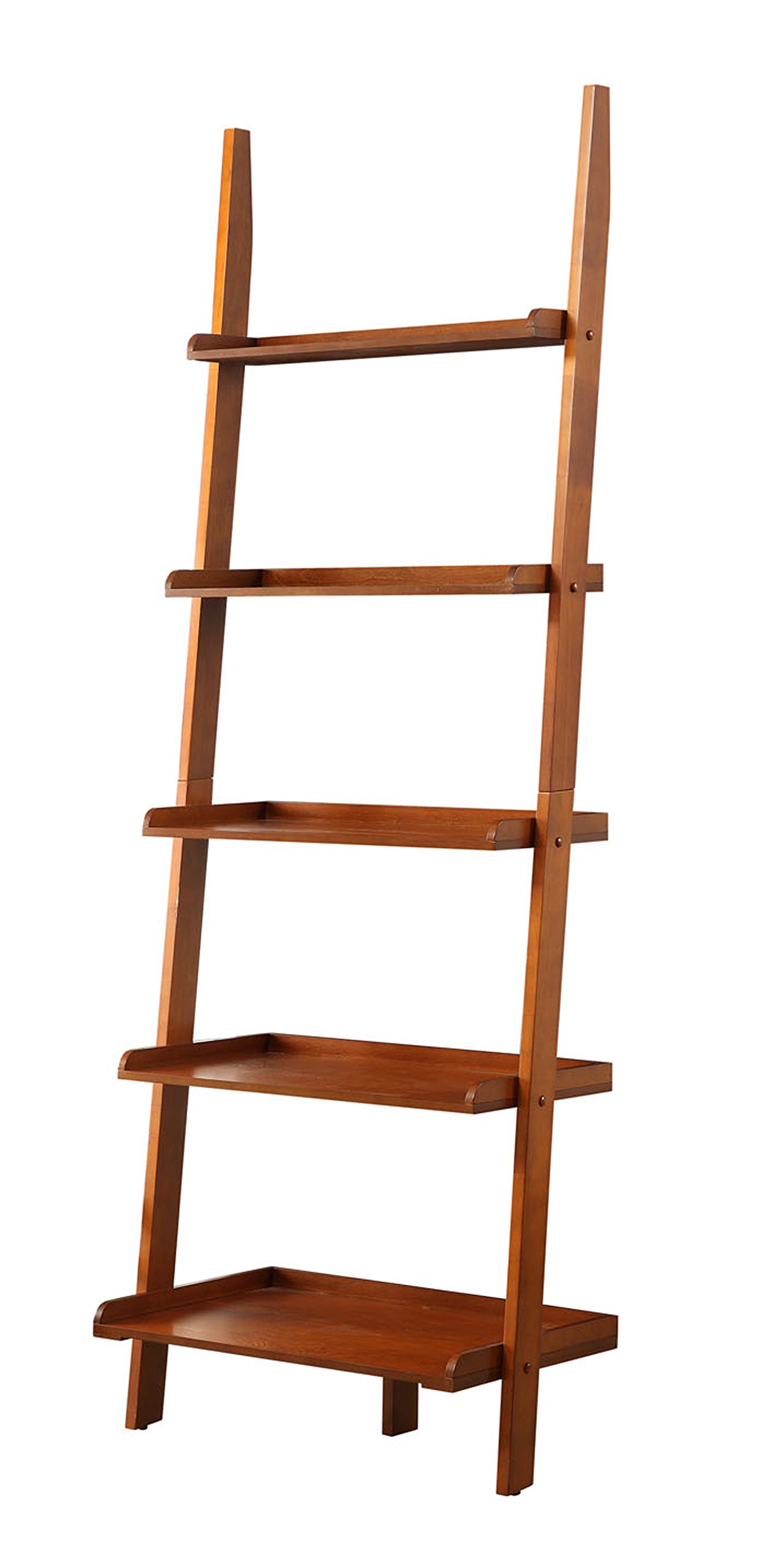 Convenience Concepts American Heritage Bookshelf Ladder in Cherry Finish - Stylish Storage Solution for Home Office, Living Room & Bedroom Organization