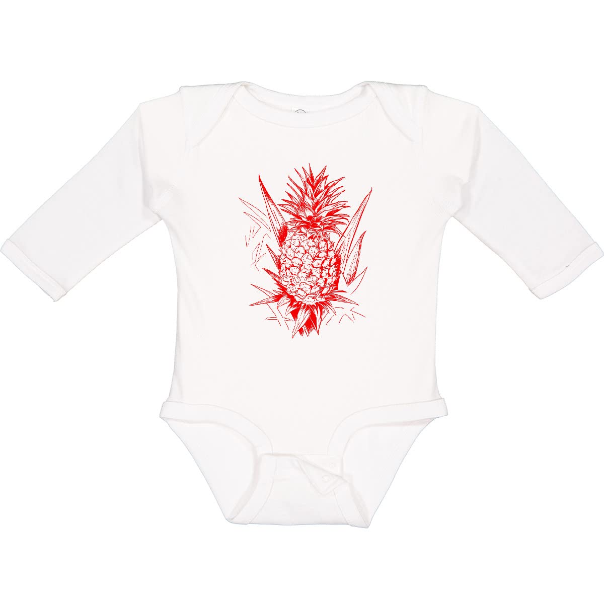 Inktastic Unpicked Pineapple in Red Long Sleeve Baby Bodysuit - Soft Cotton Onesie for Newborns & Infants - Perfect for Playtime, Family Photos & Everyday Wear