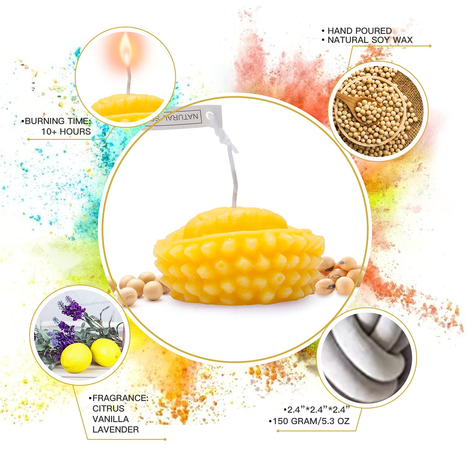 Premium Scented Candles for Home Decor - Floral Fragrance Novelty Candles for Weddings, Holidays, Birthdays & Christmas Gifts | Aesthetic Soy Wax Candles for Women, Romantic Ambiance & Relaxation (Durian Scent)
