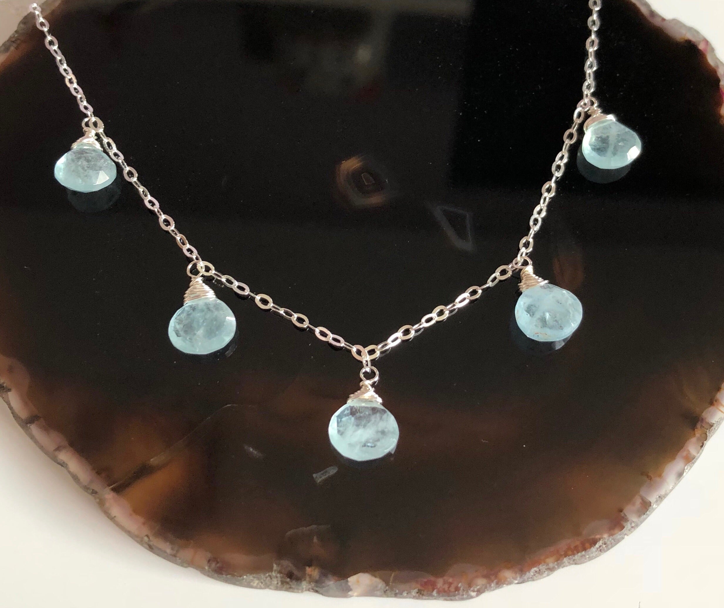 Ivanna Aquamarine Necklace (N276) - Elegant Blue Gemstone Jewelry for Women, Perfect for Weddings, Parties & Gifts