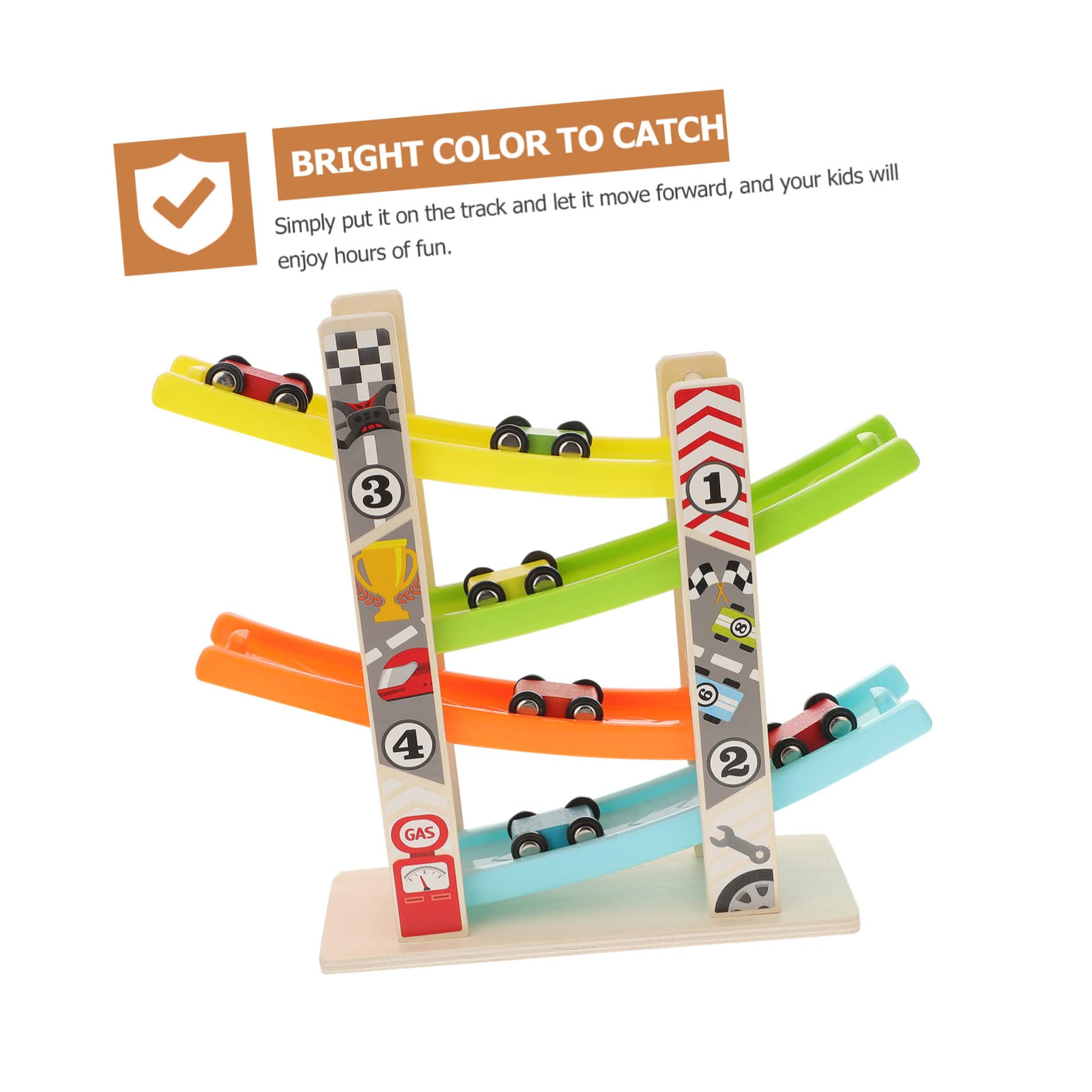 Toyvian Wooden Car Ramp Toy Set - 5 Piece Track & Ramp Raceway for Toddlers Age 2+ | Fun Educational STEM Toy for Boys & Girls | Great for Birthday Gifts & Indoor Playtime