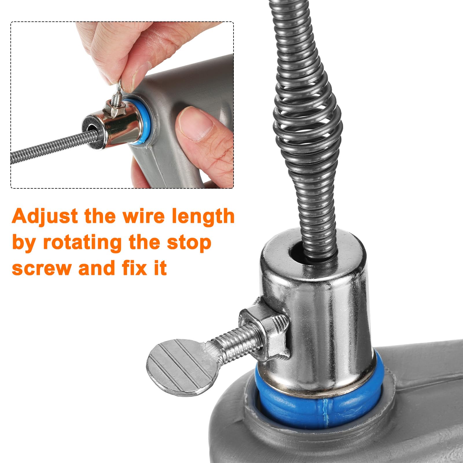 HARFINGTON 49 Ft Stainless Steel Drain Snake Clog Remover - Flexible Plumbing Auger for Kitchen Sink, Bathroom Shower, Toilet & Bathtub Drain Cleaning - Heavy Duty Hair Clog Removal Tool (Blue) | Perfect for Home Plumbing Emergencies & DIY Drain Maintenance
