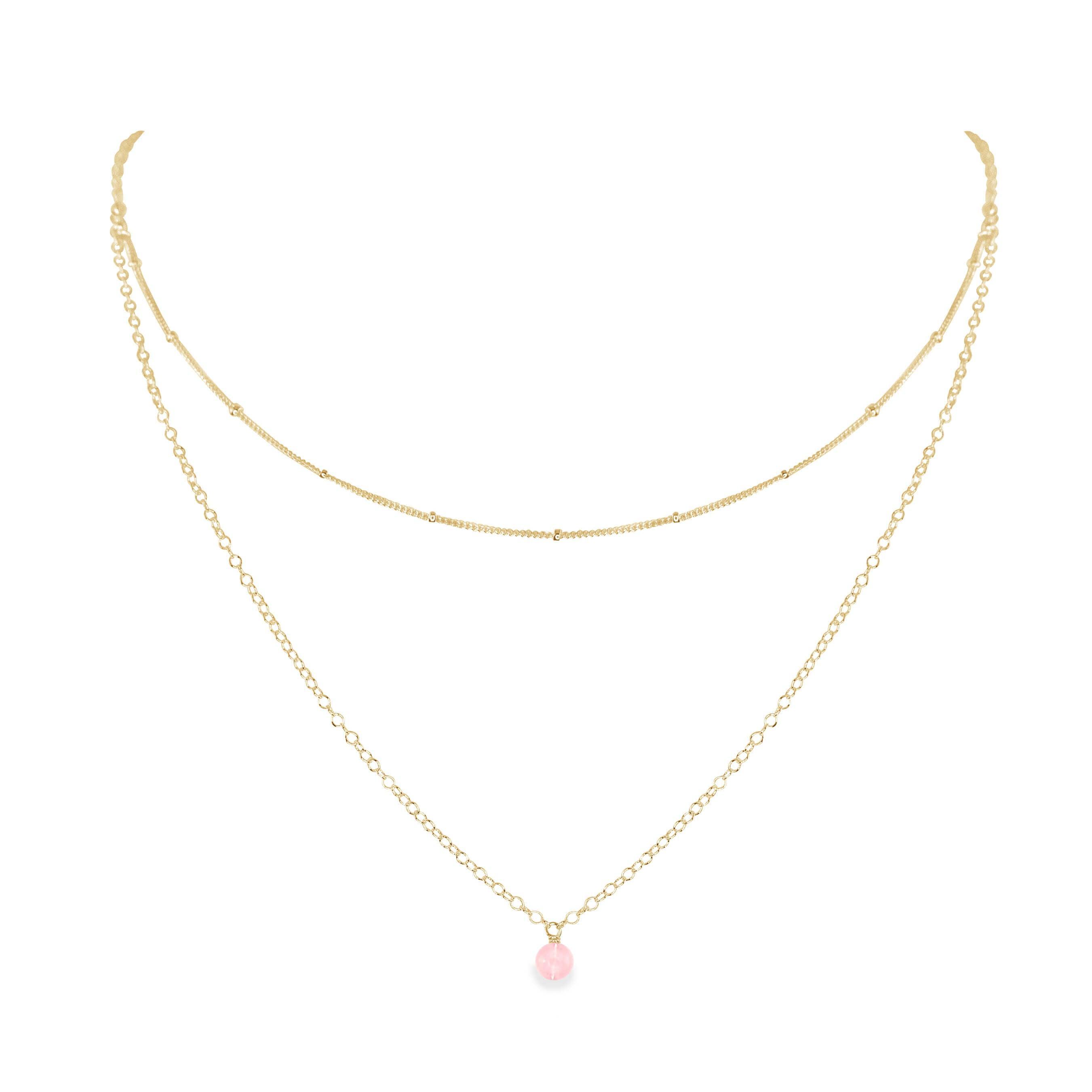 Rose Quartz Gemstone Layered Choker Necklace - Elegant Crystal Healing Jewelry for Women, Perfect for Daily Wear, Meditation & Spiritual Gifts
