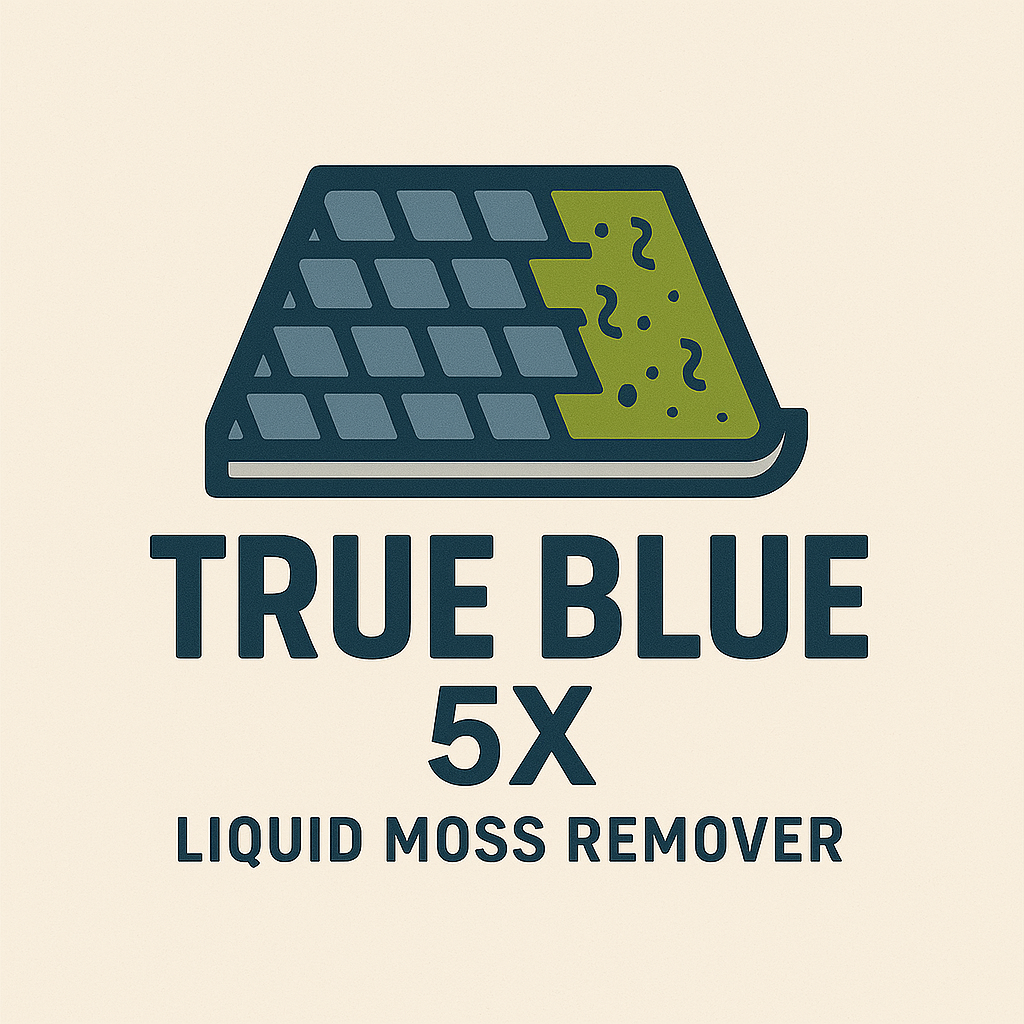 G626C TRUE BLUE 5X Concentrated Liquid Moss Remover - Bleach-Free Roof & Deck Cleaner for Home Exterior Maintenance | Effective Algae & Mold Treatment for Shingles, Wood, Concrete Surfaces