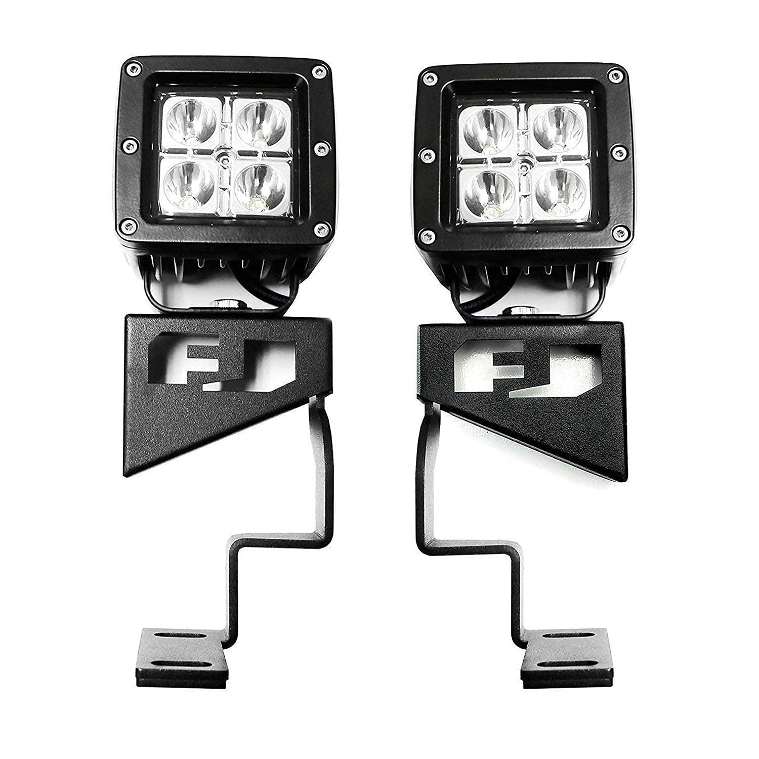 iJDMTOY 20W High Power LED Front Cowl Light Kit for 2007-2014 Toyota FJ Cruiser - Includes 2 LED Pod Lights & A-Pillar Mounting Brackets - Perfect for Off-Roading, Night Driving & Adventure Lighting