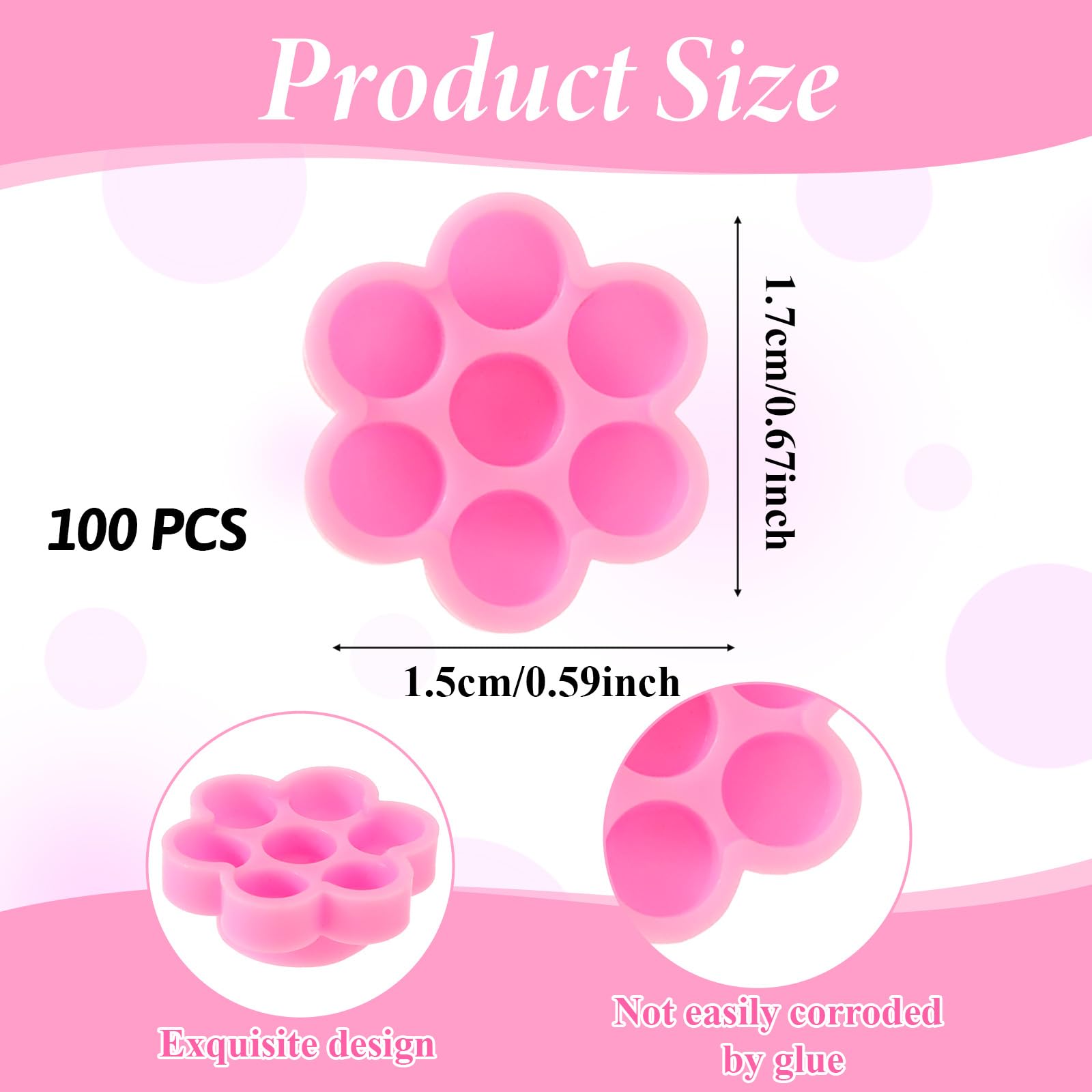 100 Pcs Lash Glue Holders & Flower Cups - Eyelash Extension Glue Trays & Rings - Professional Lash Extension Supplies for Women & Girls - Perfect for Salon, Home Use & DIY Eyelash Kits