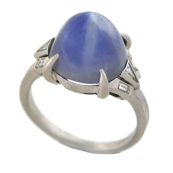 Art Deco Platinum 4.50ct Star Sapphire & Diamond Vintage Ring for Women - Perfect for Weddings, Anniversaries & Special Occasions