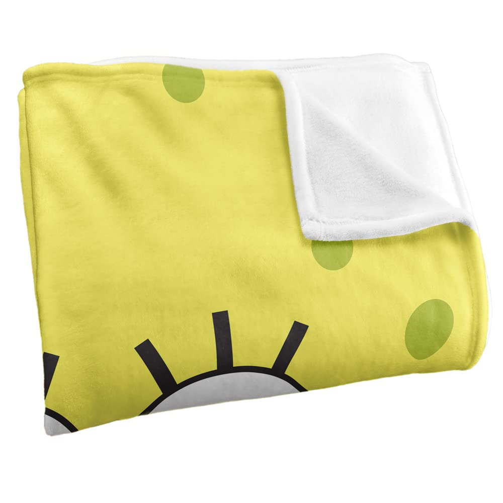 SpongeBob SquarePants Fleece Blanket 50x60 Inches - Super Soft & Silky Touch with Goofy Smile Design - Perfect for Bed, Sofa, Movie Nights & Gift Giving