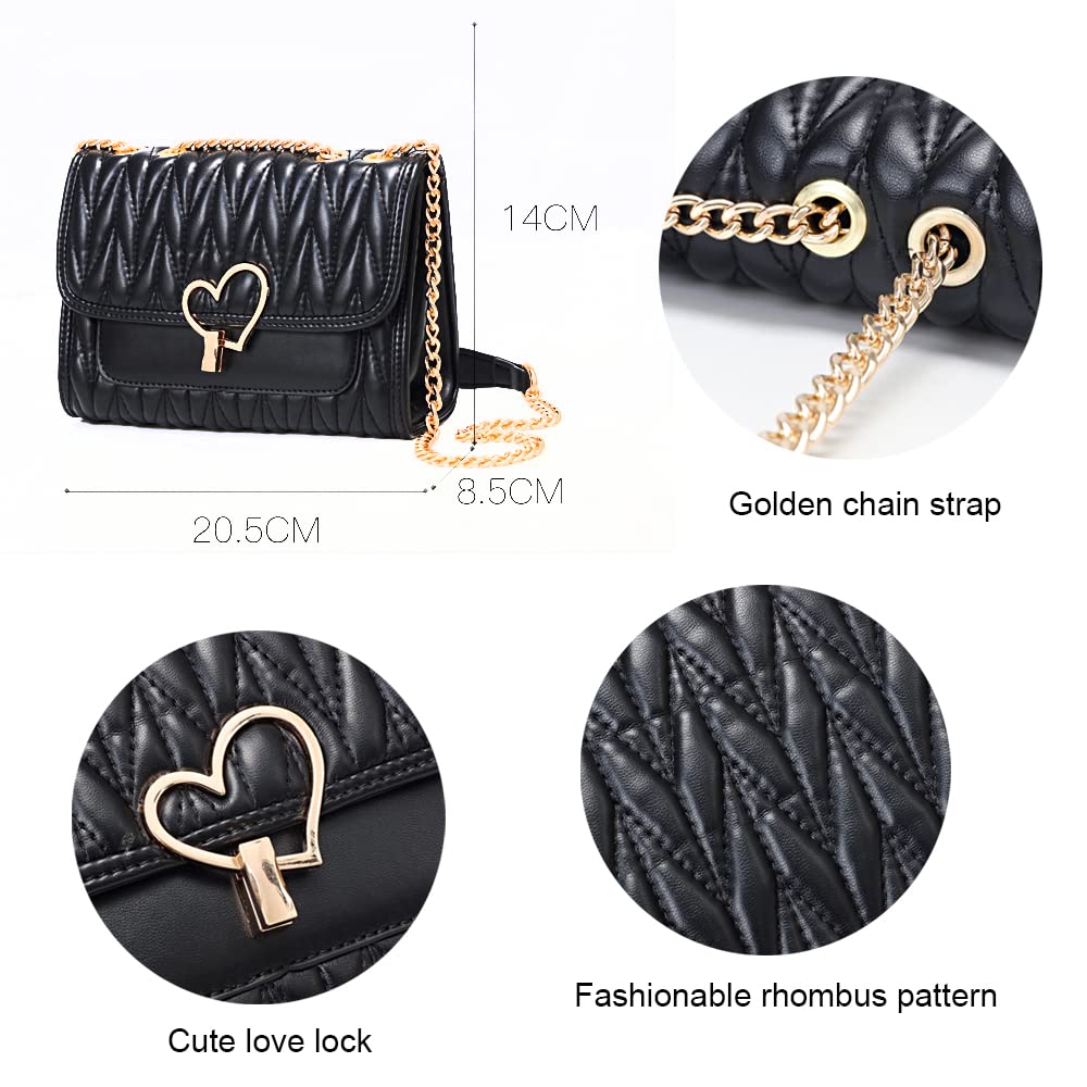 Zhongningyifeng Women's Small Leather Crossbody Shoulder Bag with Chain Strap - Fashionable Handbag for Daily Use, Work, Travel and Shopping