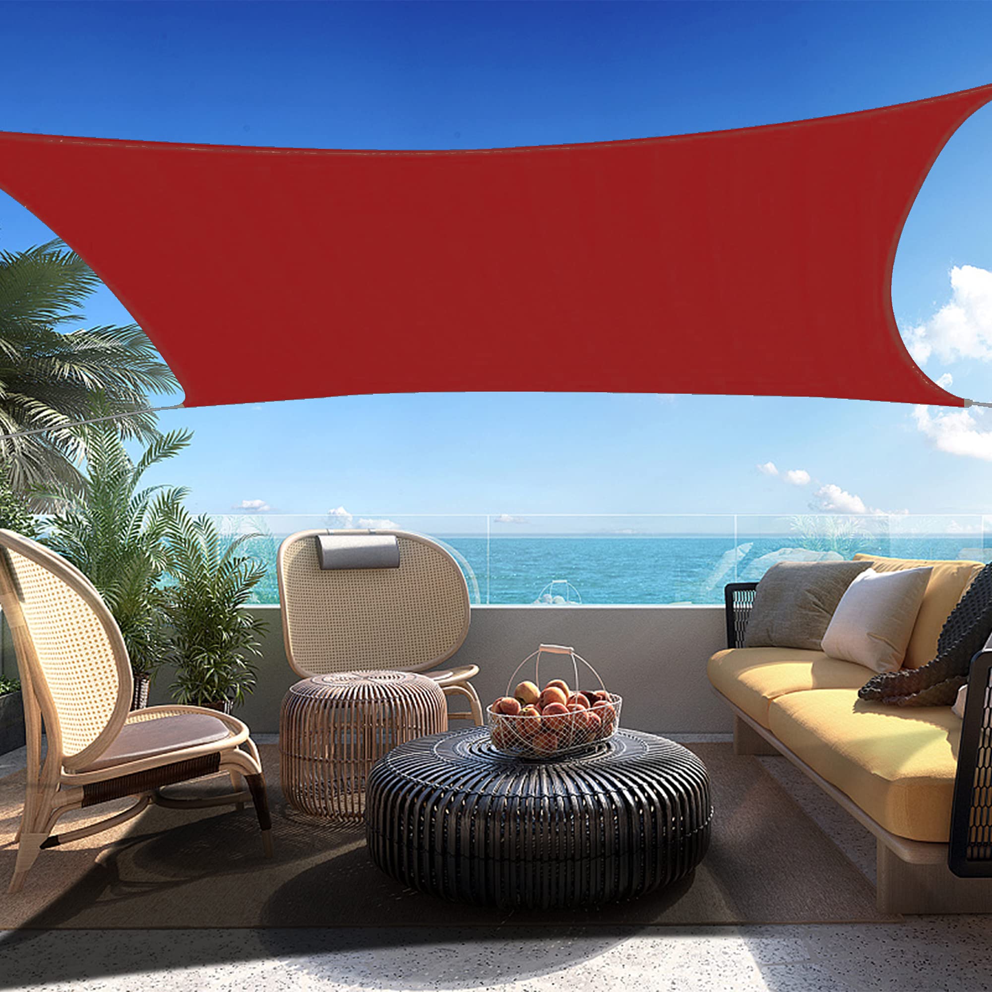 SHADESPEARE 10' x 12' Red Rectangle Sun Shade Sail - UV Block Canopy, Durable Outdoor Fabric Awning (SSP1620) for Patio, Garden, and Poolside Shade Protection