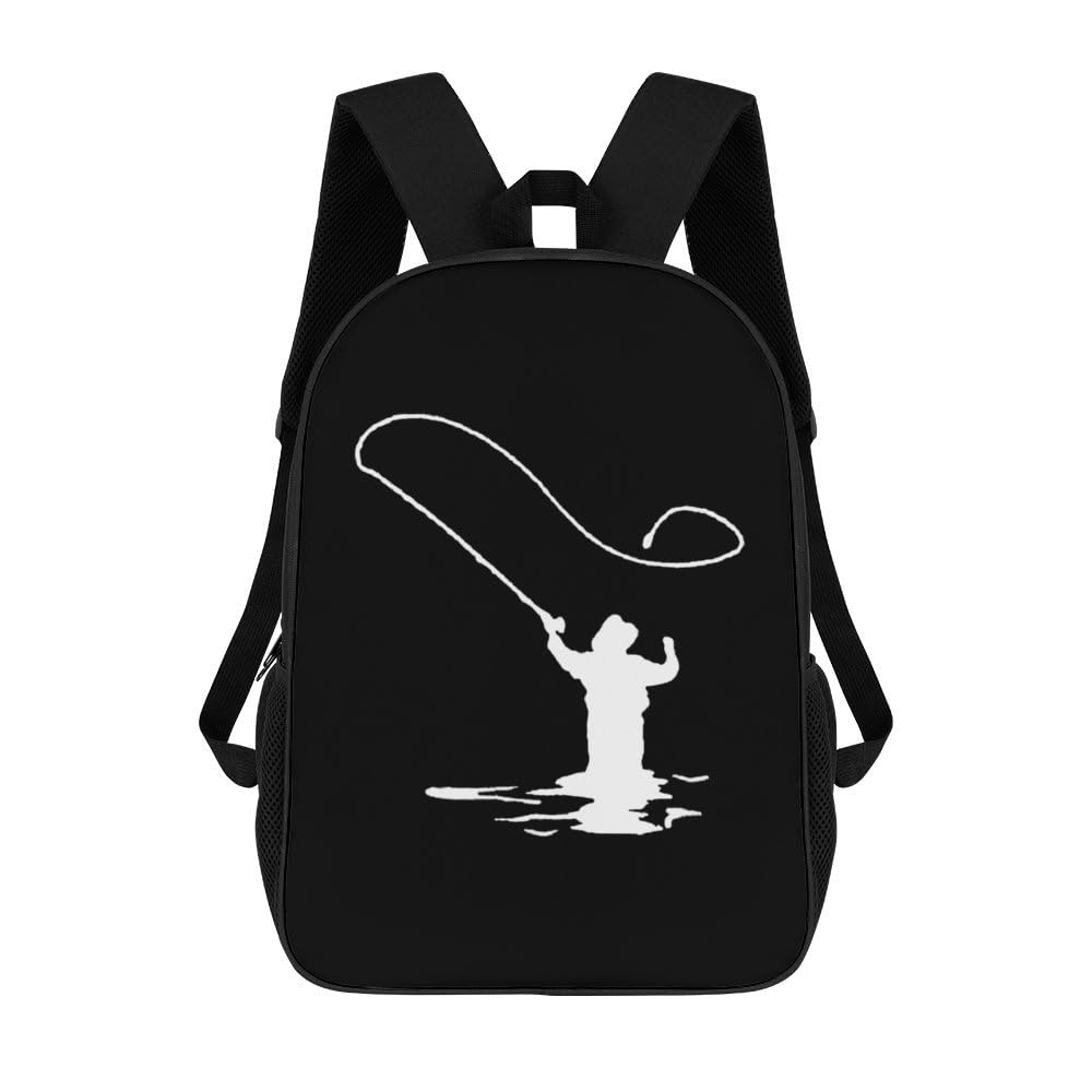 IOEDTHBJ 17 Inch 3D Printed Fly Fishing Backpack - Waterproof Laptop Bag for Men & Women, School & Travel Computer Backpack - Perfect for Outdoor Adventures, College & Daily Commute