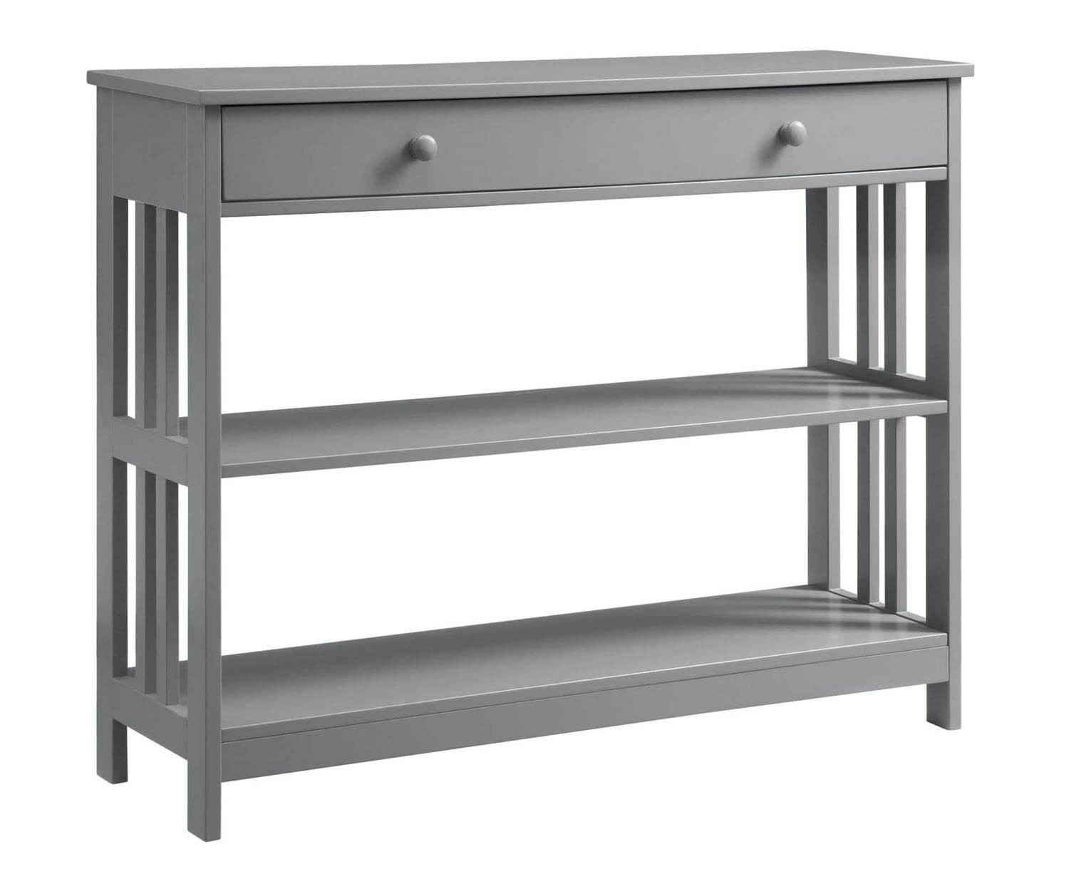 Convenience Concepts Mission 1-Drawer Console Table in Gray - Stylish Entryway Sofa Table with Storage for Living Room, Hallway & Bedroom