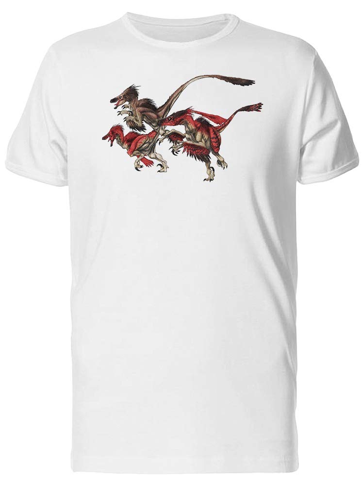 Men's Red Velociraptor Graphic T-Shirt - Dinosaur Themed Casual Tee for Everyday Wear & Jurassic Park Fans