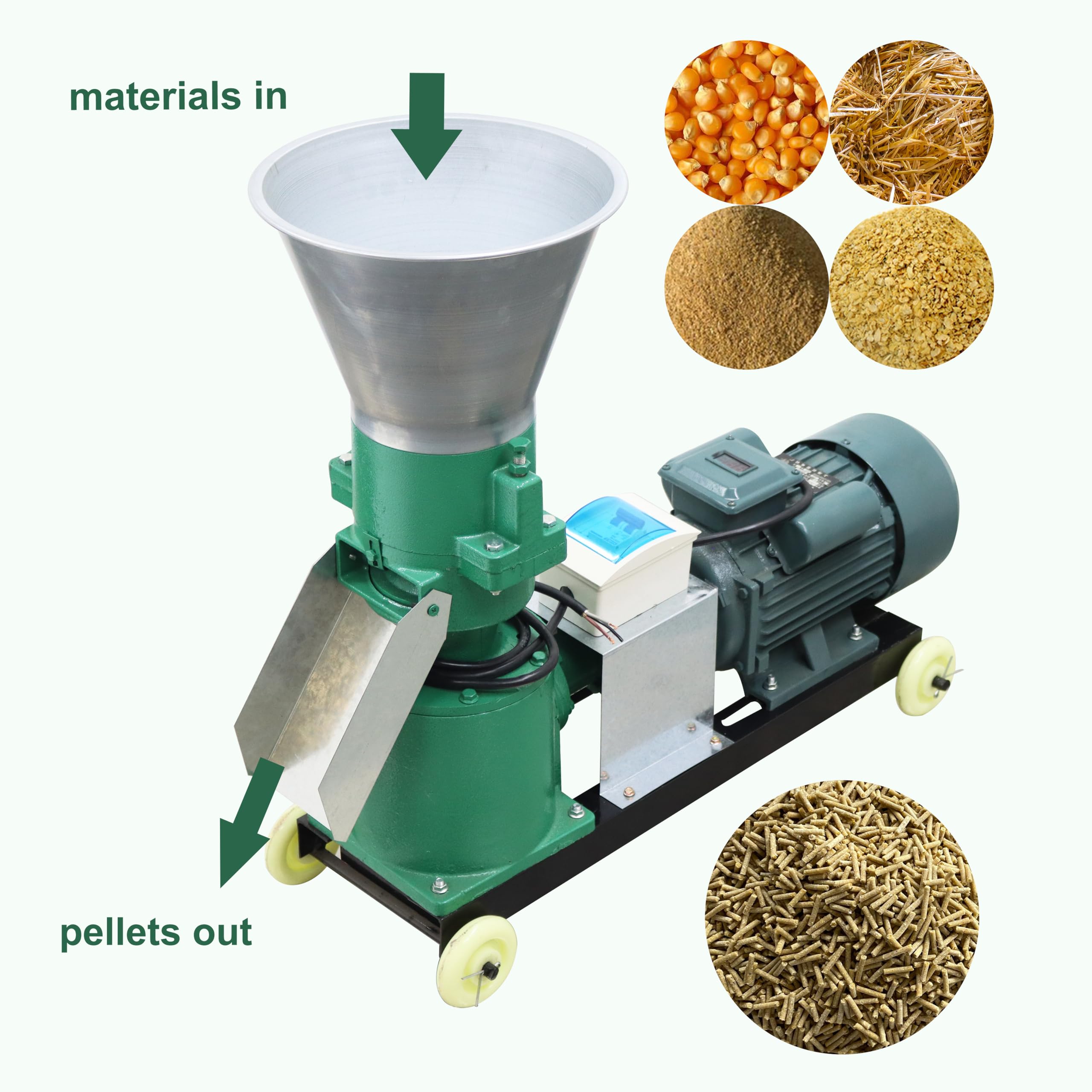 TECHTONGDA 220V Animal Feed Pellet Mill Machine for Chicken, Cow, Pig - 2 Rollers with 5MM Holes | Farm Pellet Fodder Press Grinder | Perfect for Homestead, Ranch & Livestock Feed Production
