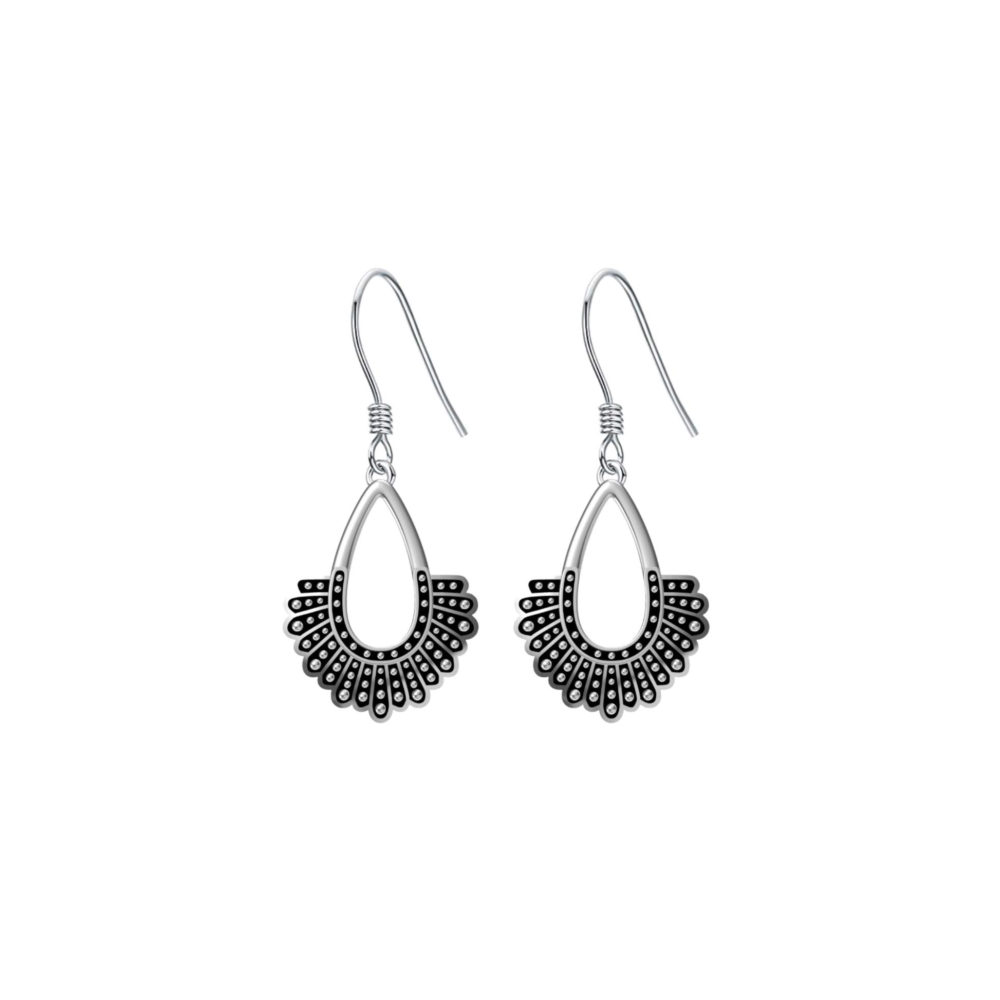 SIMONLY RBG Dissent Collar Earrings - 925 Sterling Silver Drop & Stud Earrings for Women - Ruth Bader Ginsburg Inspired Jewelry - Perfect for Courtroom Style, Political Events & Feminist Fashion