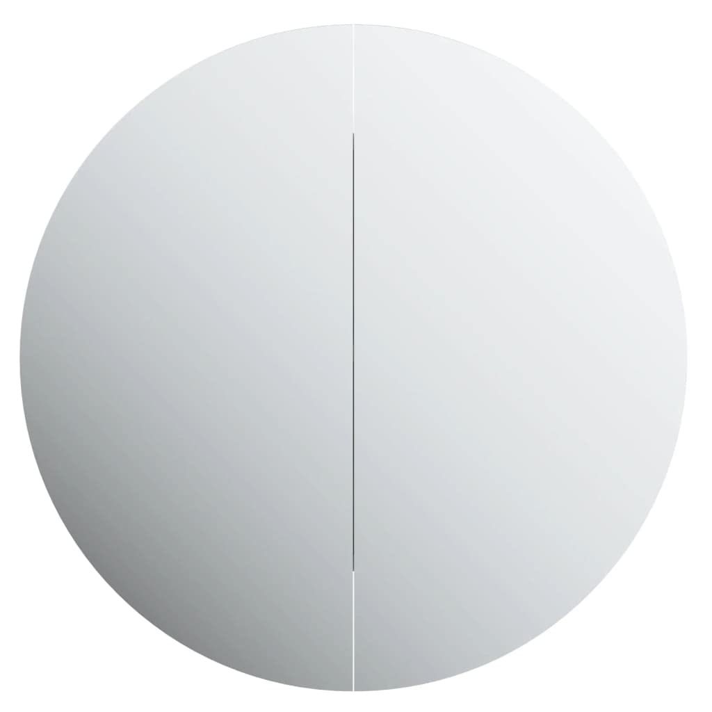 Modern White LED Bathroom Cabinet with Round Mirror - 21.3