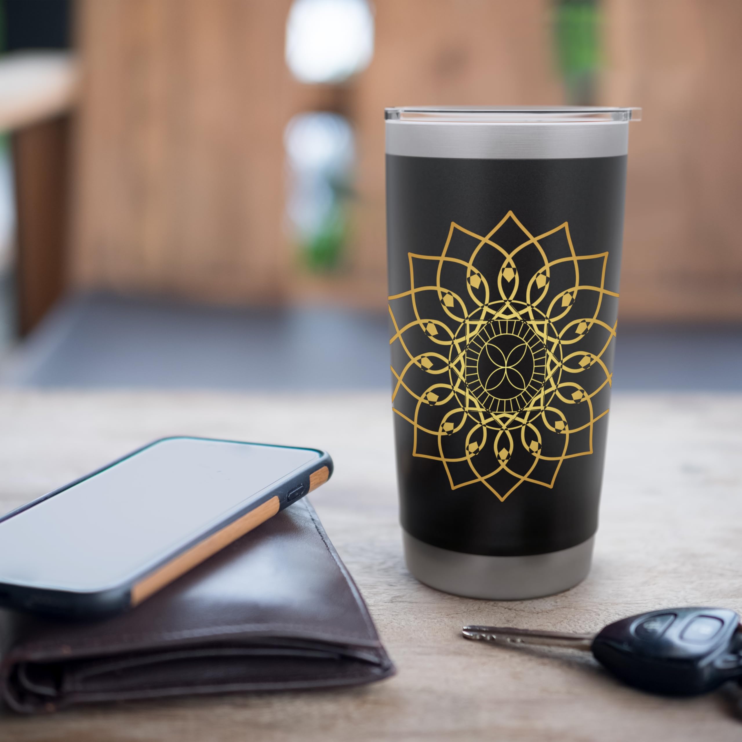 Prana Art Yoga Mandala Sacred Energy Geometry Meditation Stainless Steel Insulated Tumbler - 20oz Vacuum Insulated Travel Mug for Yoga, Meditation & Spiritual Practices - Keeps Drinks Hot/Cold for Hours