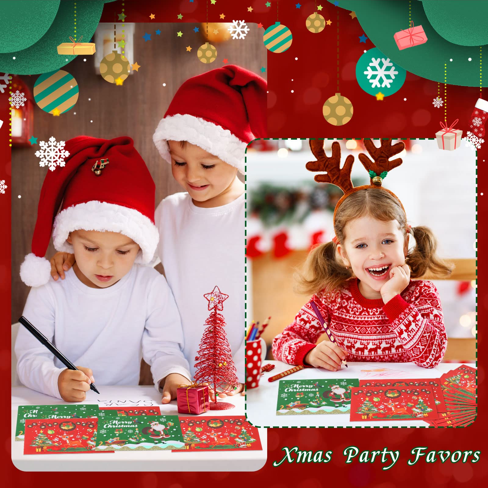 30-Piece Christmas Envelopes Set - Red & Green Mini Holiday Envelopes with Snowflake Stickers for Xmas Cards, Party Favors, Invitations, Business Notes - Perfect for Holiday Greetings, Gift Cards & Office Correspondence
