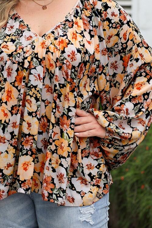 Plus Size Floral Summer Top with Flare Sleeves - Women's Boho Blouse for Casual Wear, Beach Outfits & Vacation Style