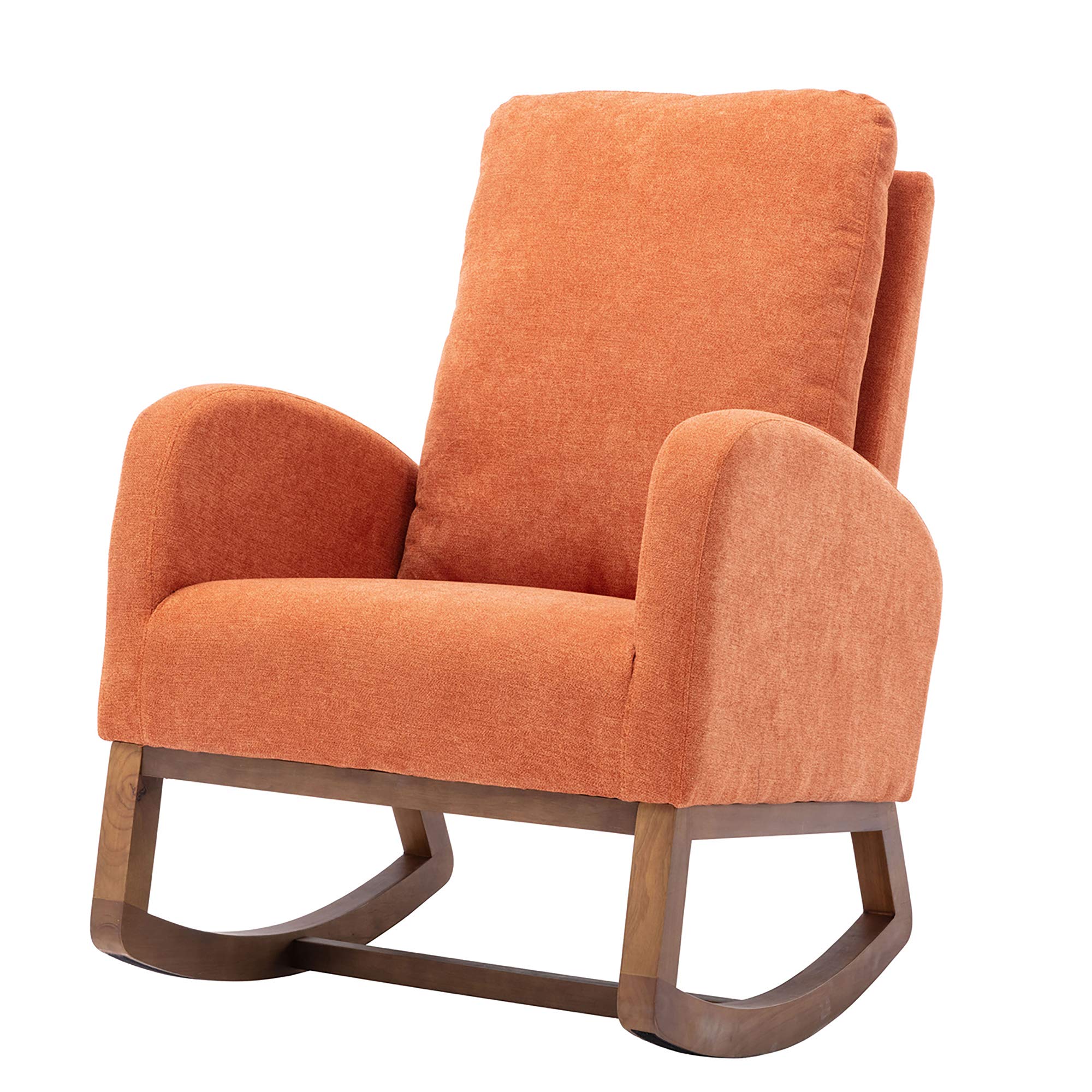 K1 Comfortable Rocking Chair for Living Room - Soft Cushioned Recliner with Smooth Gliding Motion, Orange Accent Furniture - Perfect for Relaxing, Reading & Nursing in Bedroom or Nursery